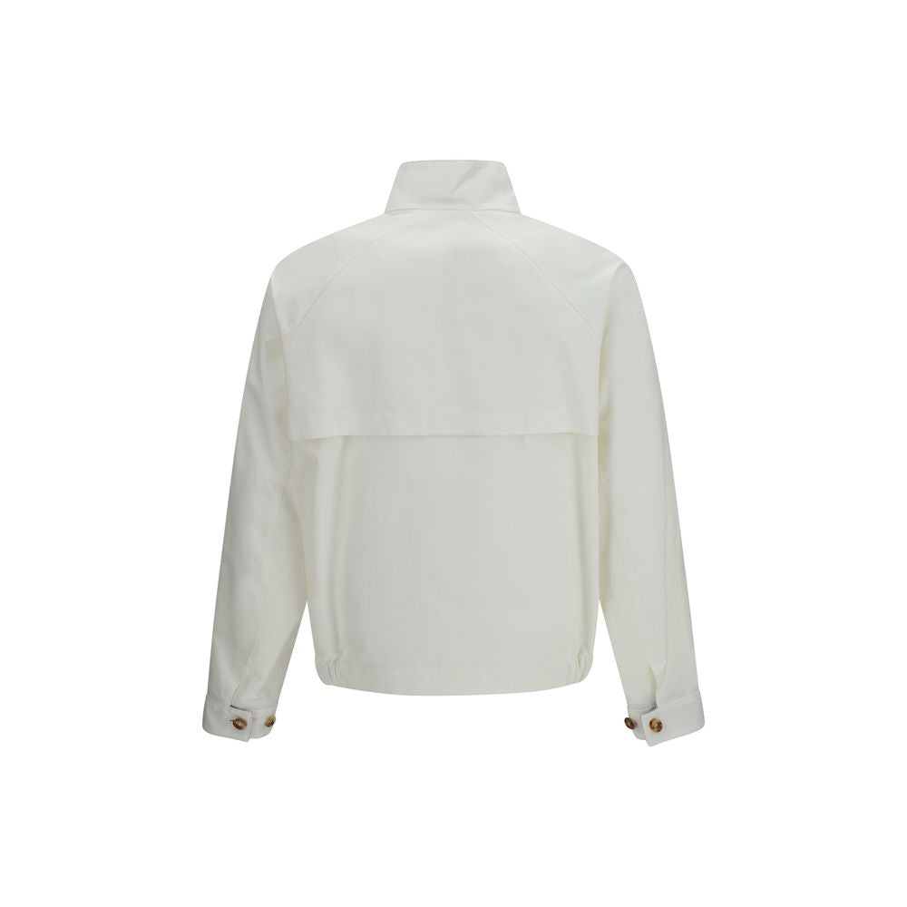 Brunello Cucinelli Windproof Zip Jacket in White | SS26