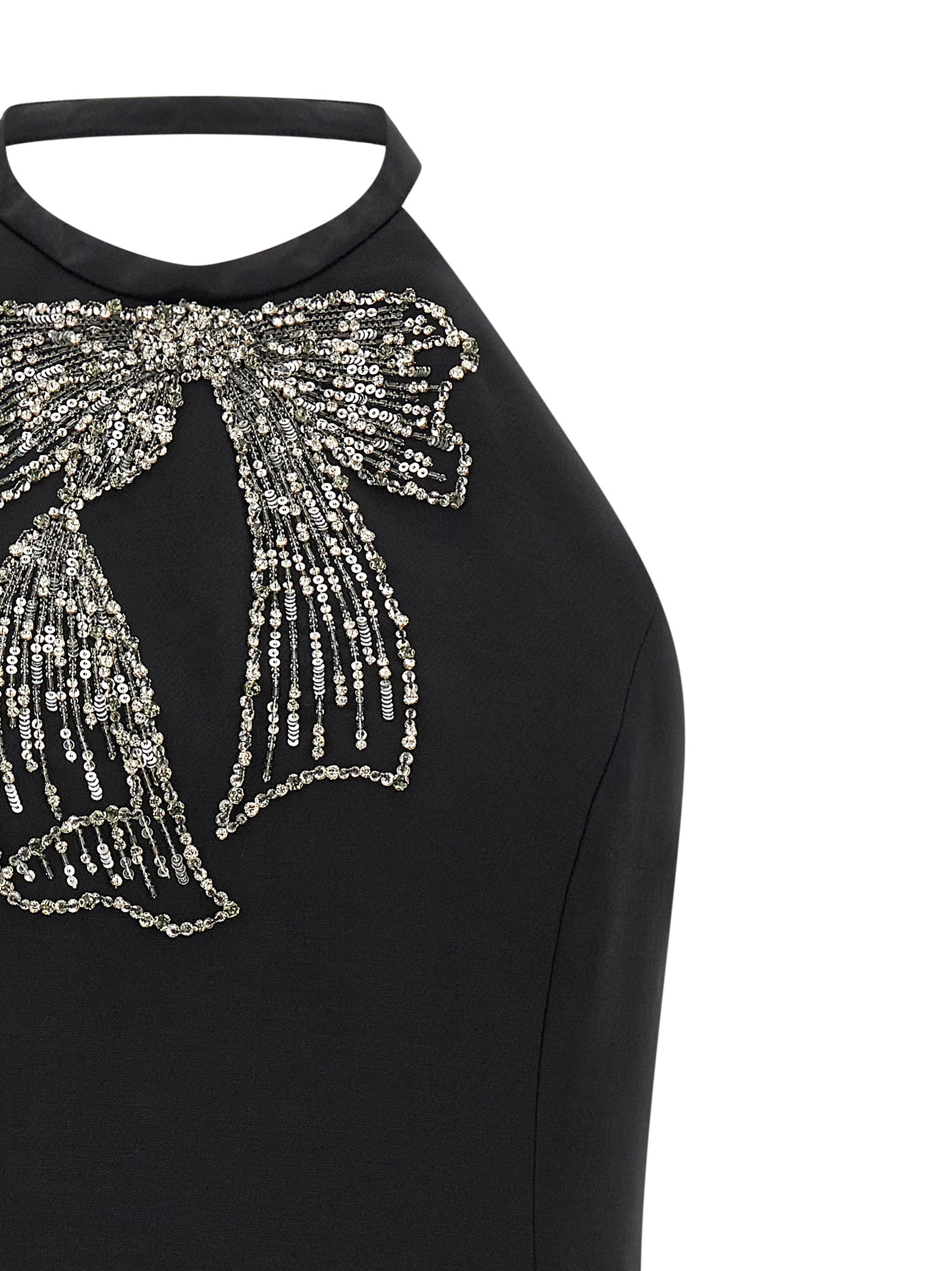 Valentino Garavani Black Crepe Couture Mini Dress Sequin Bow