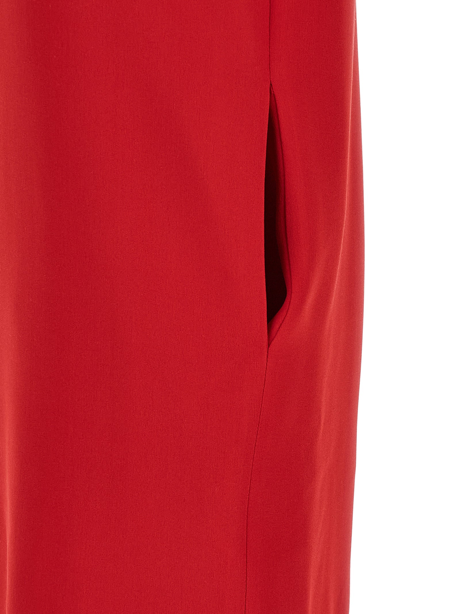 Valentino Garavani 'Solid' Red Silk Cady Short Dress with Draped Neckline & V-Back