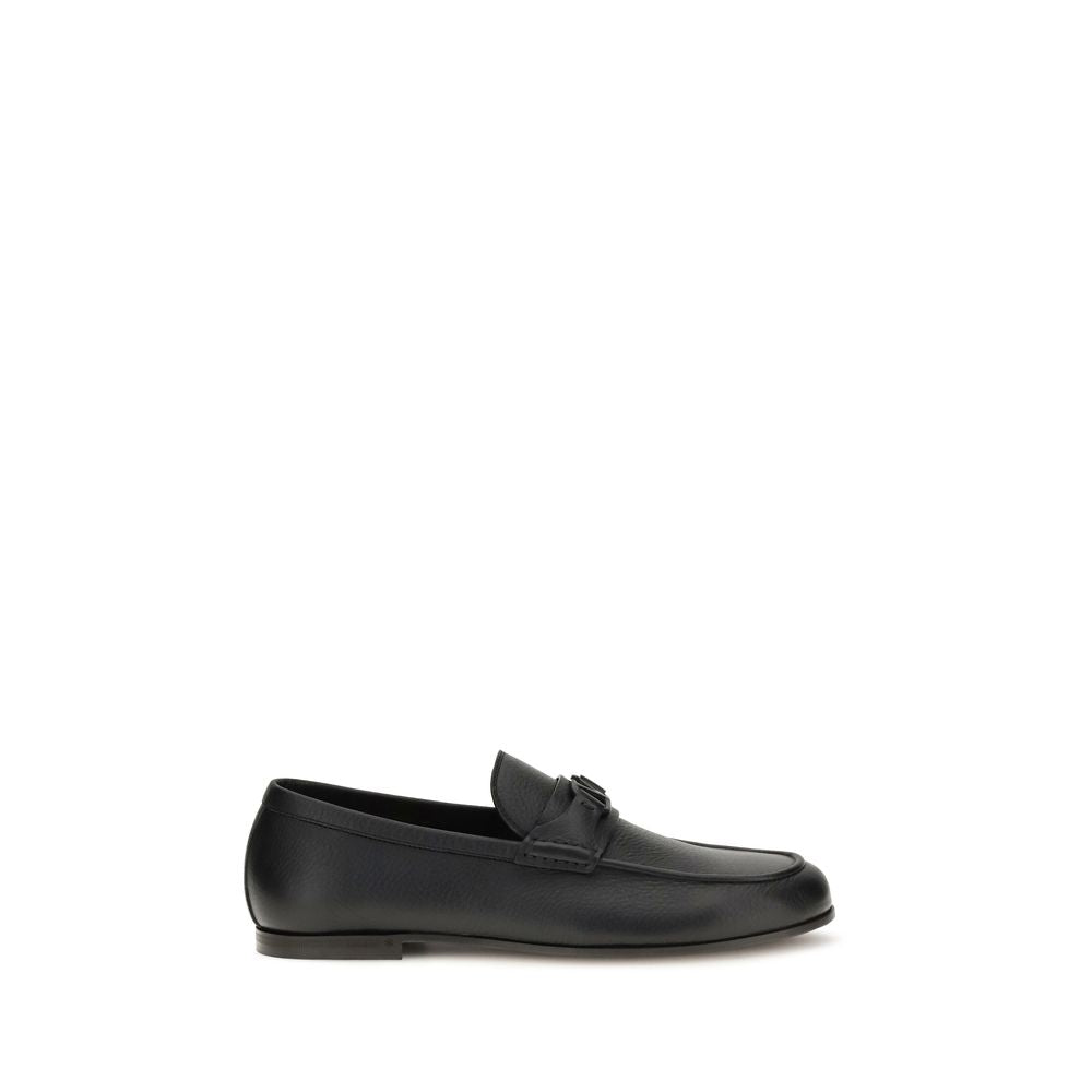 Valentino Garavani VLogo Signature Deer Leather Loafers in Black | AW26