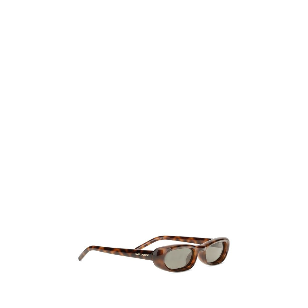 Saint Laurent Tortoiseshell Oval Sunglasses — Brown