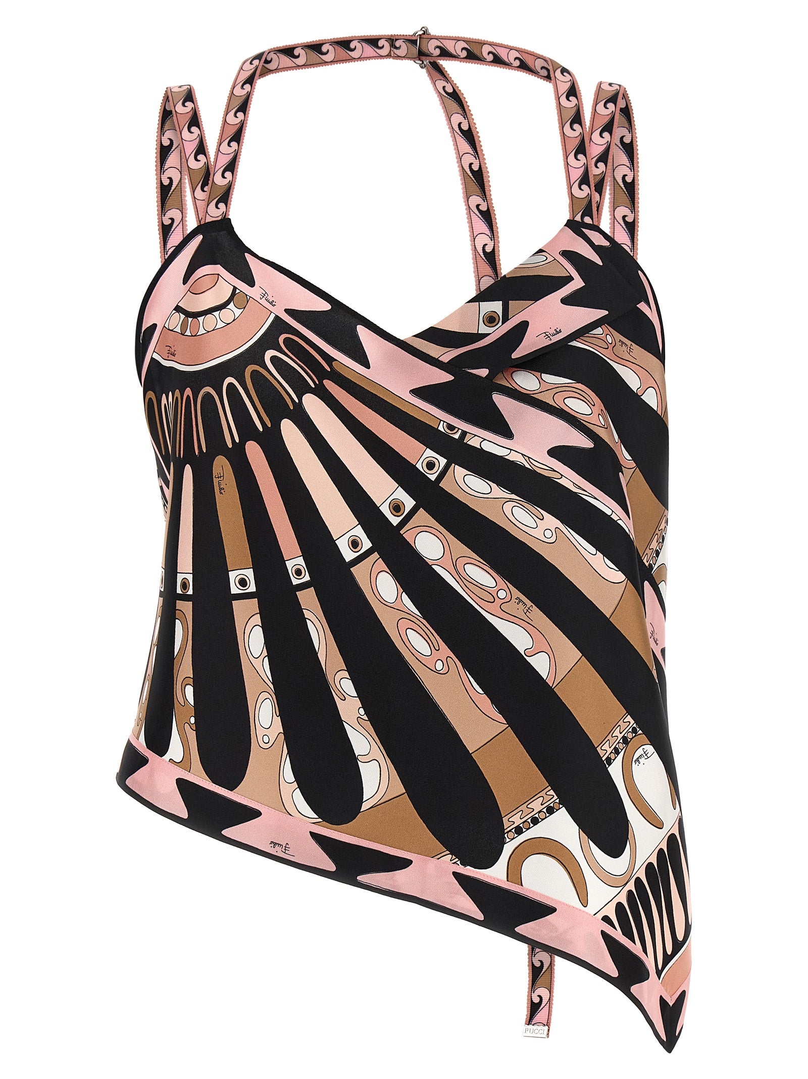 Emilio Pucci Soleil Print Silk Twill Scarf Top — Pink Multicolor | Women
