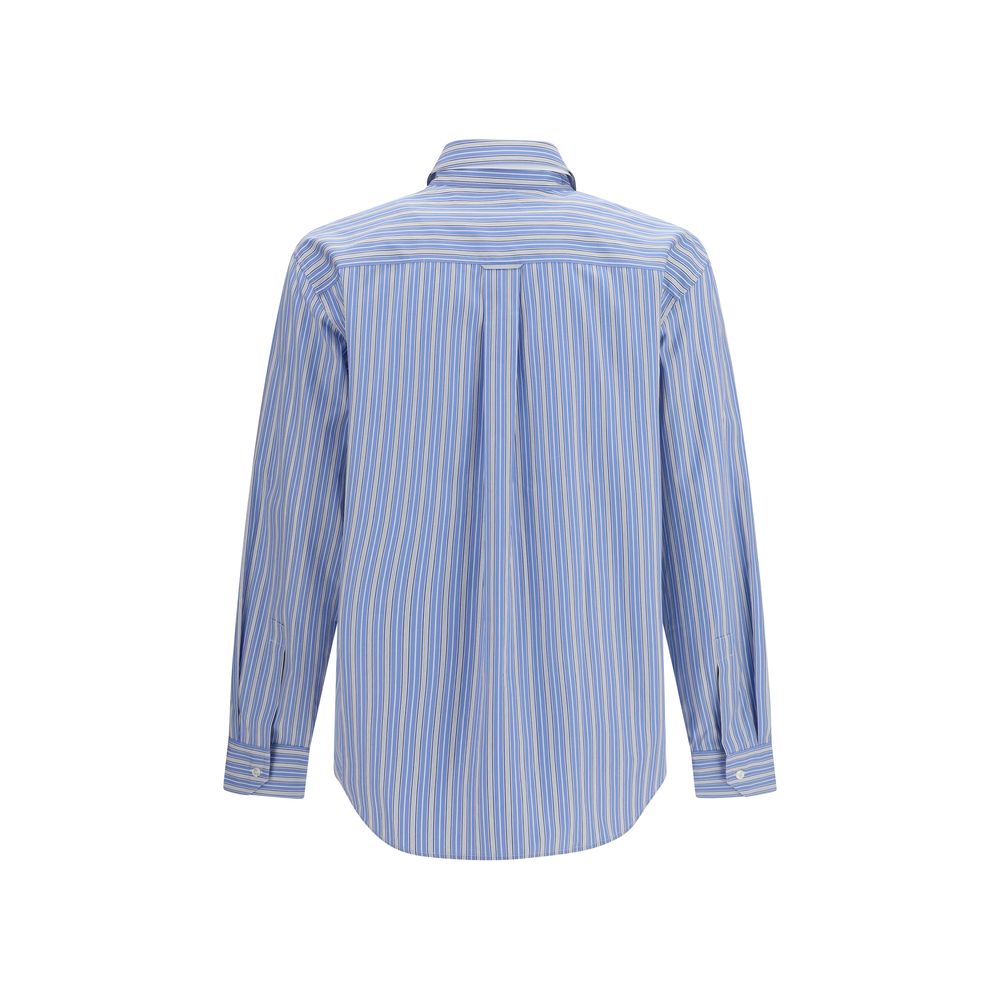 Saint Laurent Cassandre Striped Cotton Shirt — Blue | Men