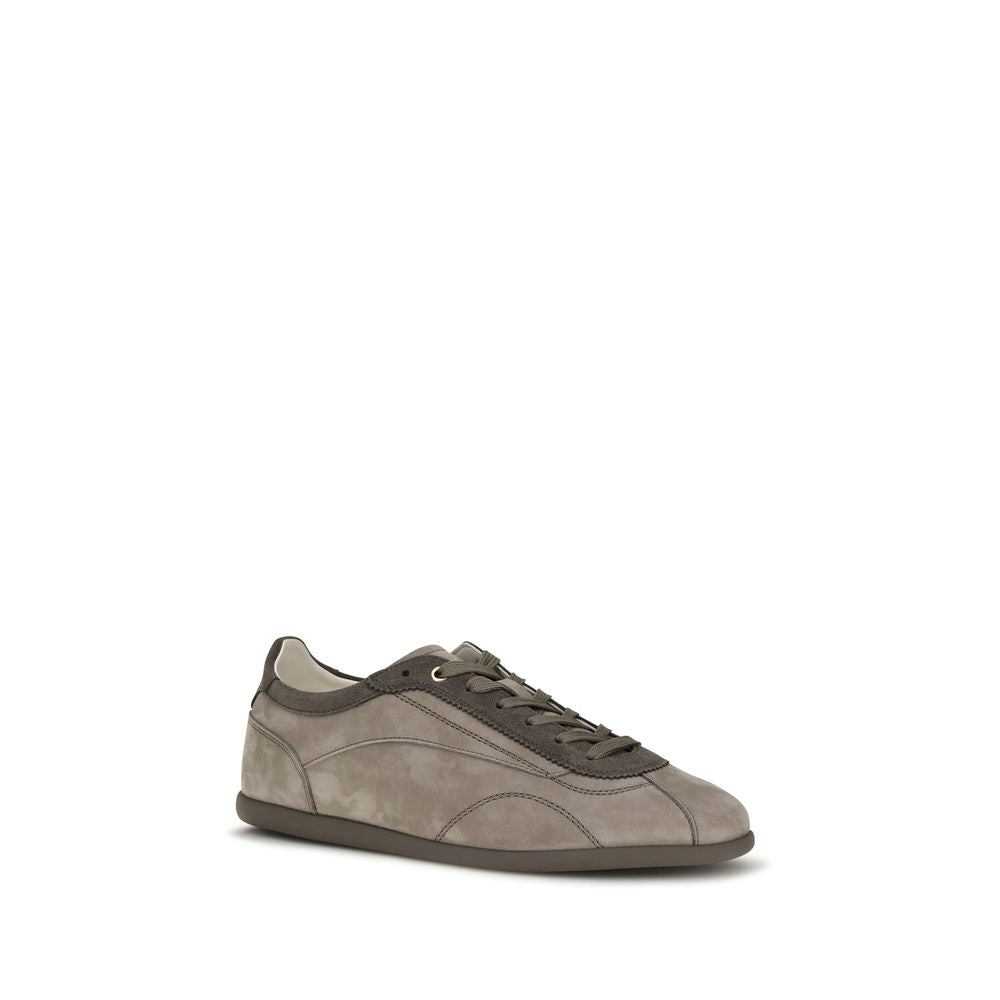 Brunello Cucinelli Gray Nubuck Suede Slim Sole Sneakers Leather Lining AW26