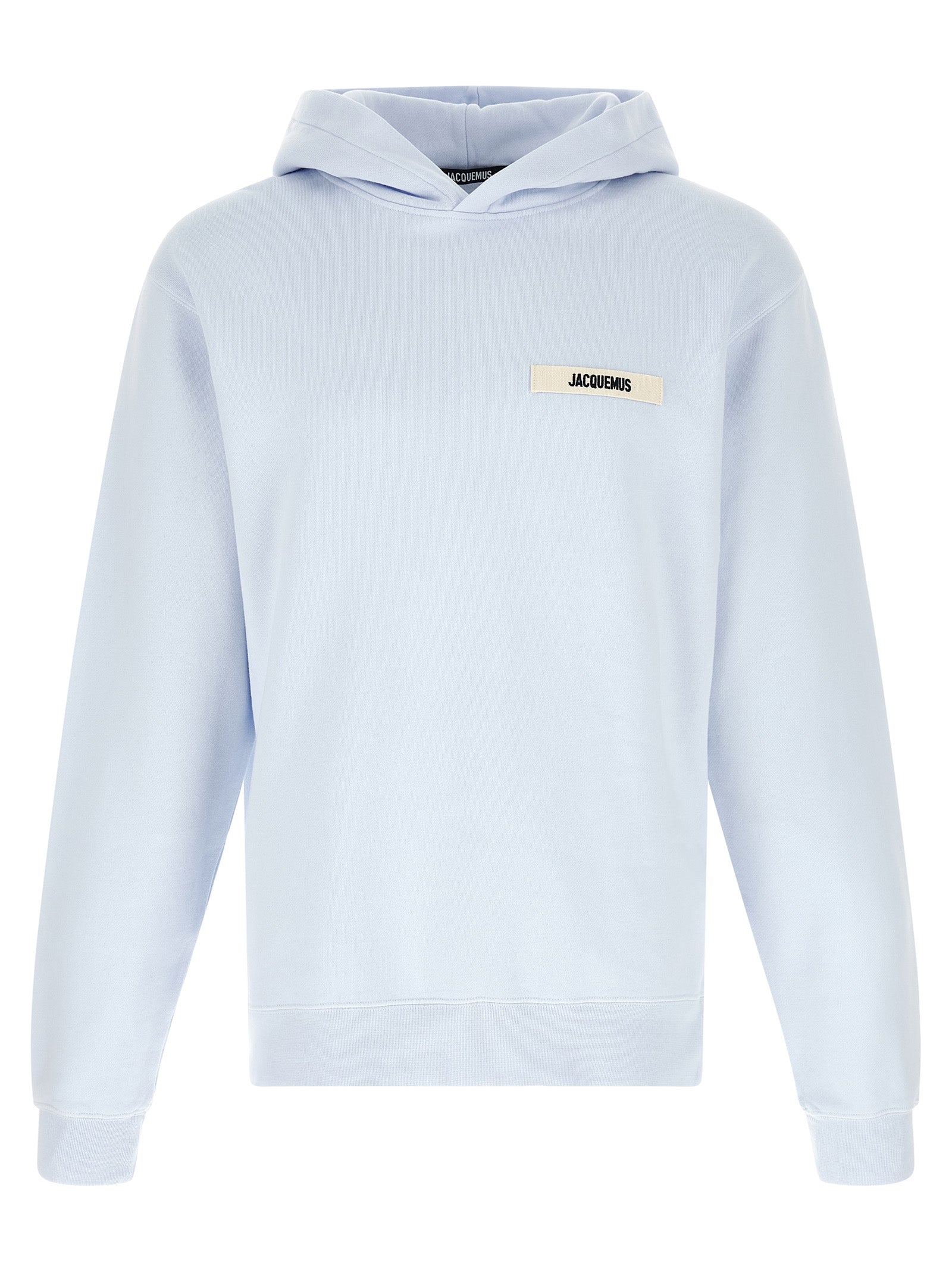 Jacquemus Le Hoodie Gros Grain Light Blue Cotton Logo Patch Men