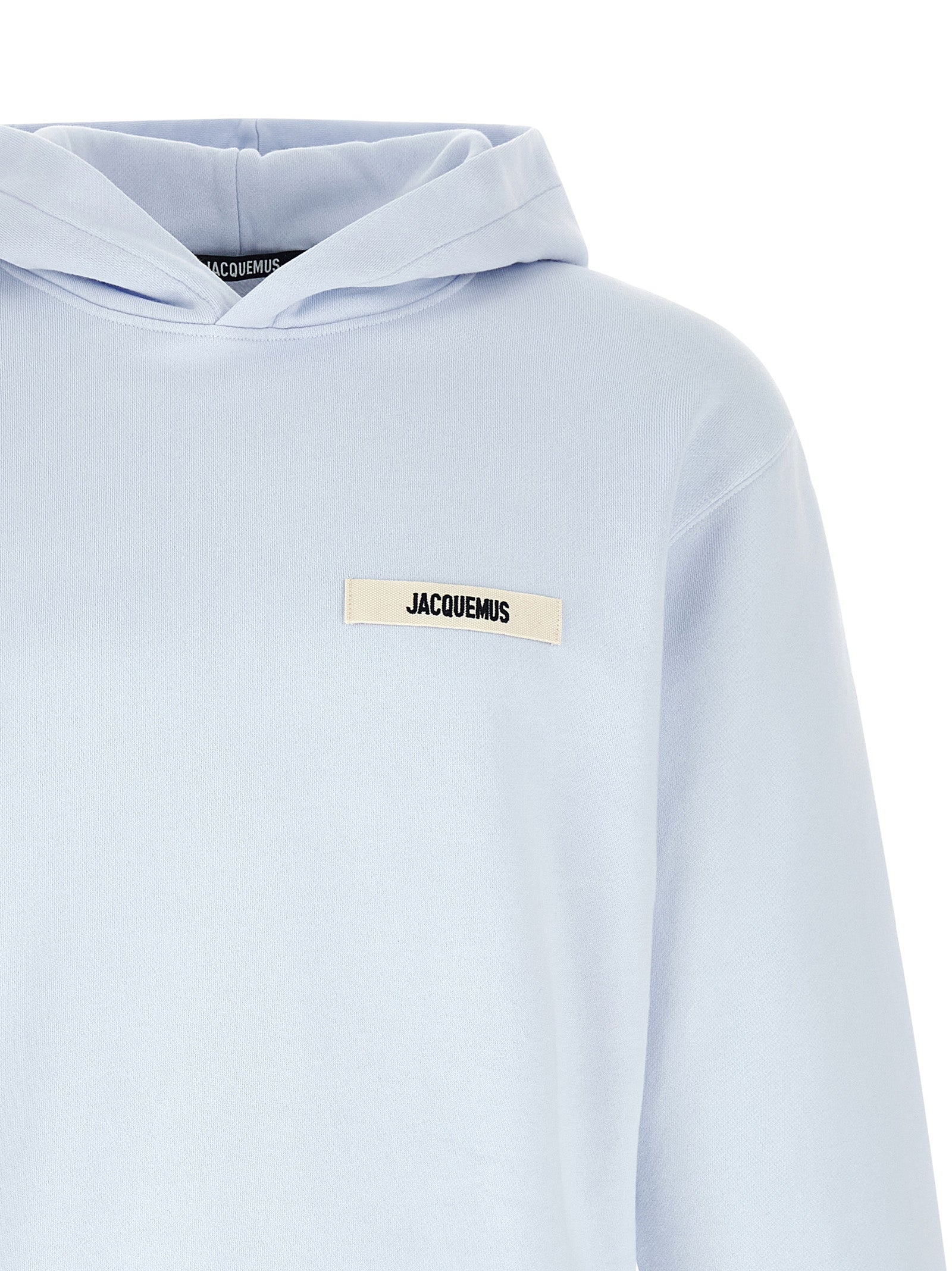 Jacquemus Le Hoodie Gros Grain Light Blue Cotton Logo Patch Men