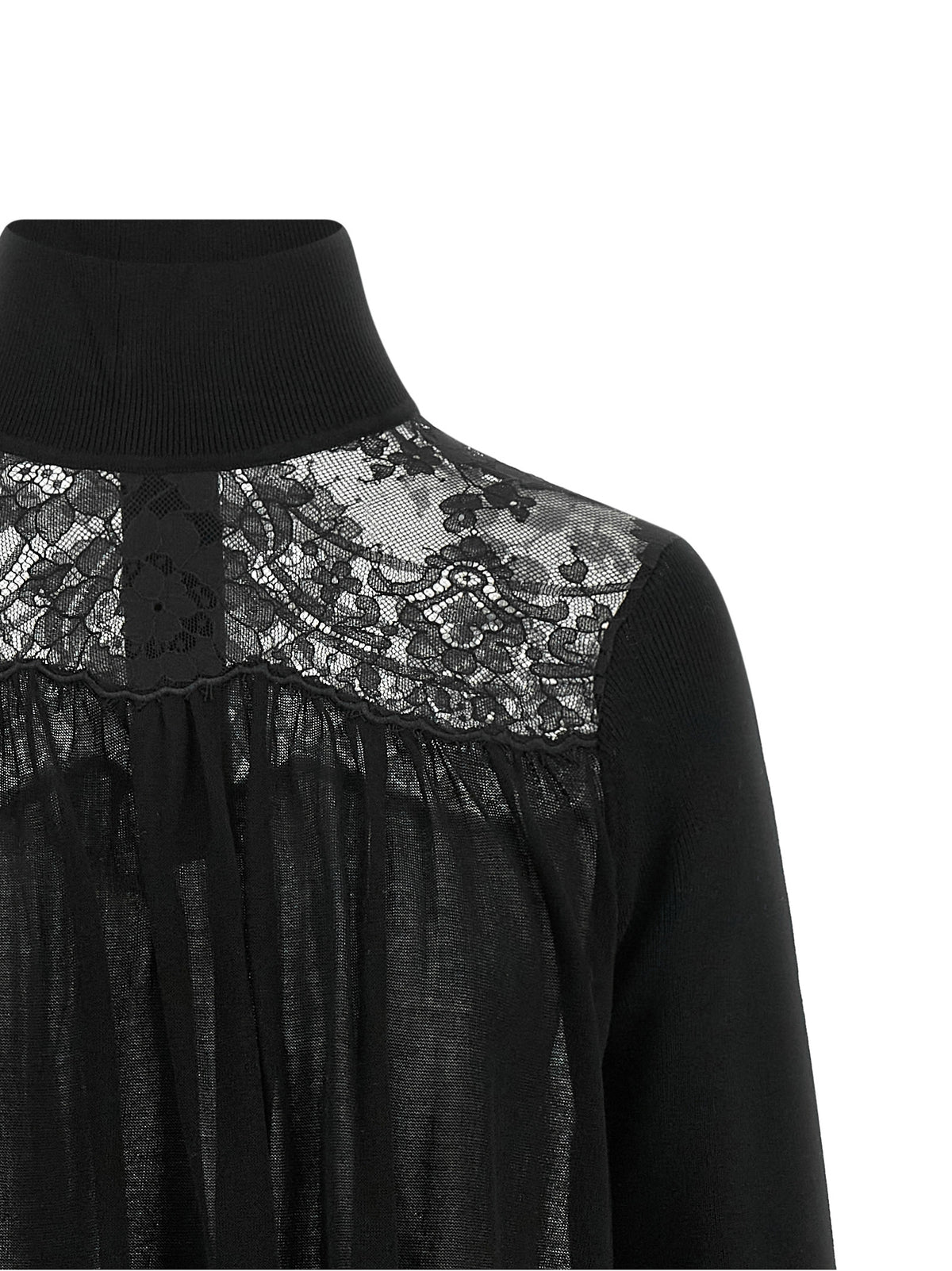 Zimmermann Valiant Lace Carré Bell Sleeve Blouse in Black