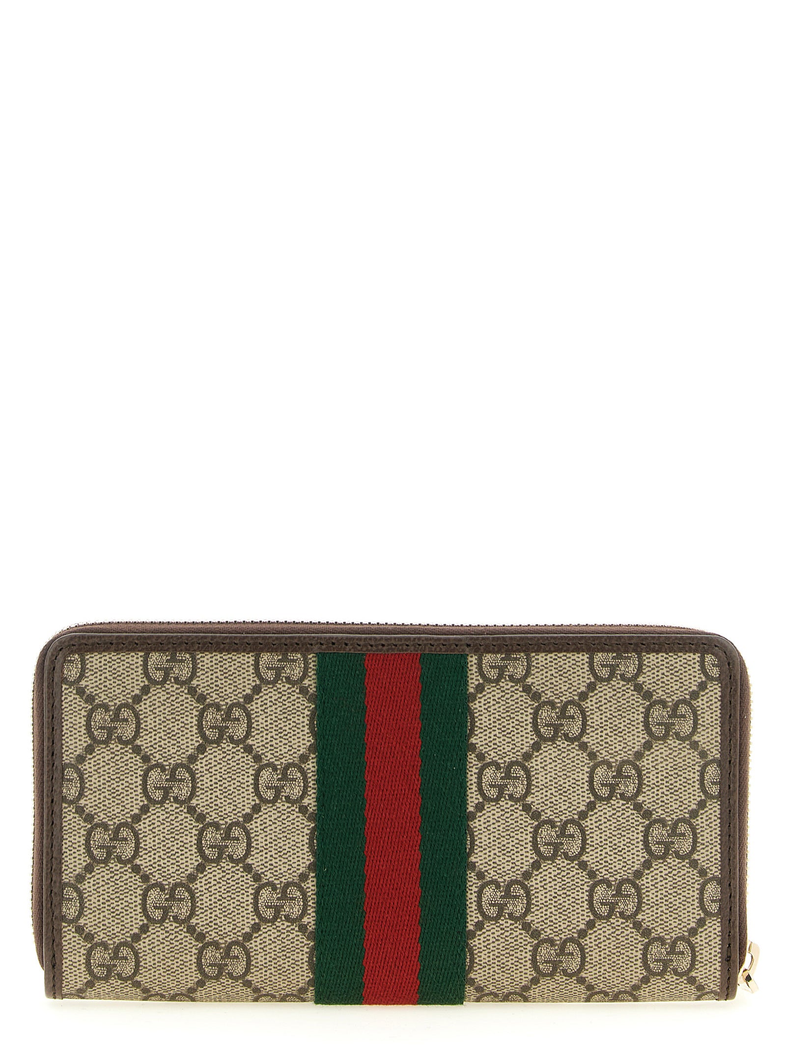 Gucci Ophidia Brown GG Supreme Canvas Cardholder Nastro Web Gold