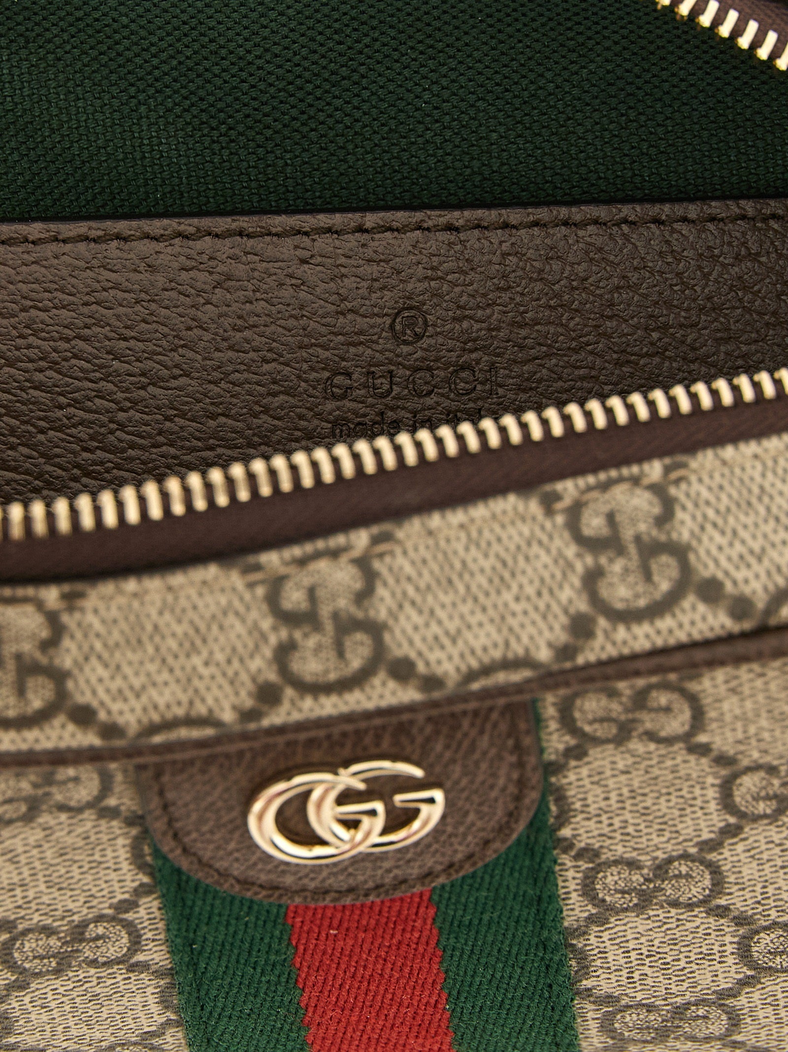 Gucci Ophidia Brown GG Monogram Small Shoulder Bag Nastro Web Gold