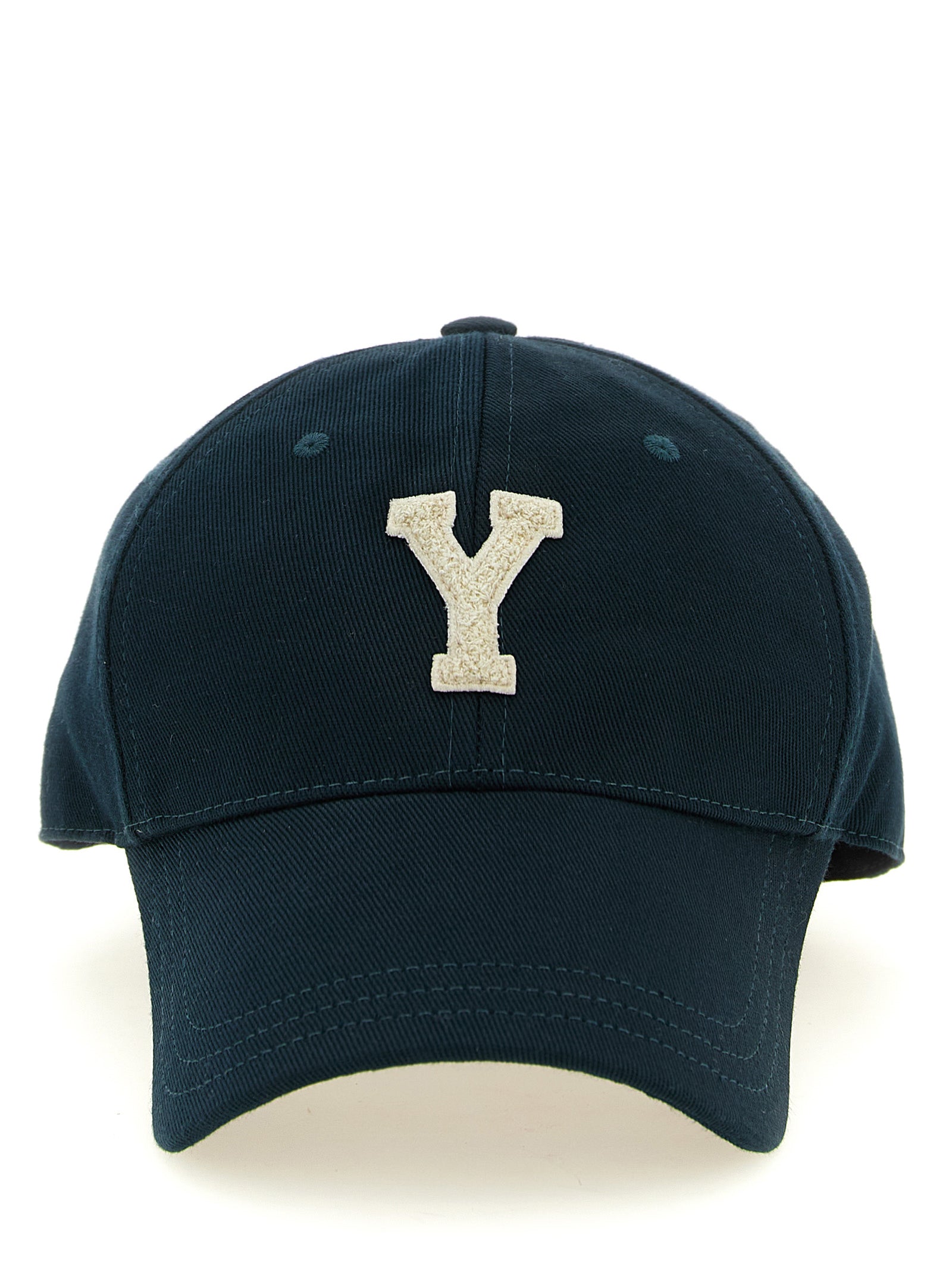 Saint Laurent Letterman Green Cotton Gabardine Baseball Cap Y Patch