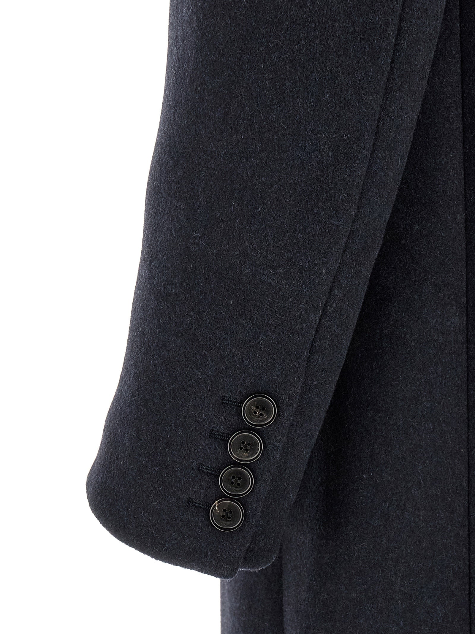 Saint Laurent Navy Blue Virgin Wool Double-Breasted Long Coat Men