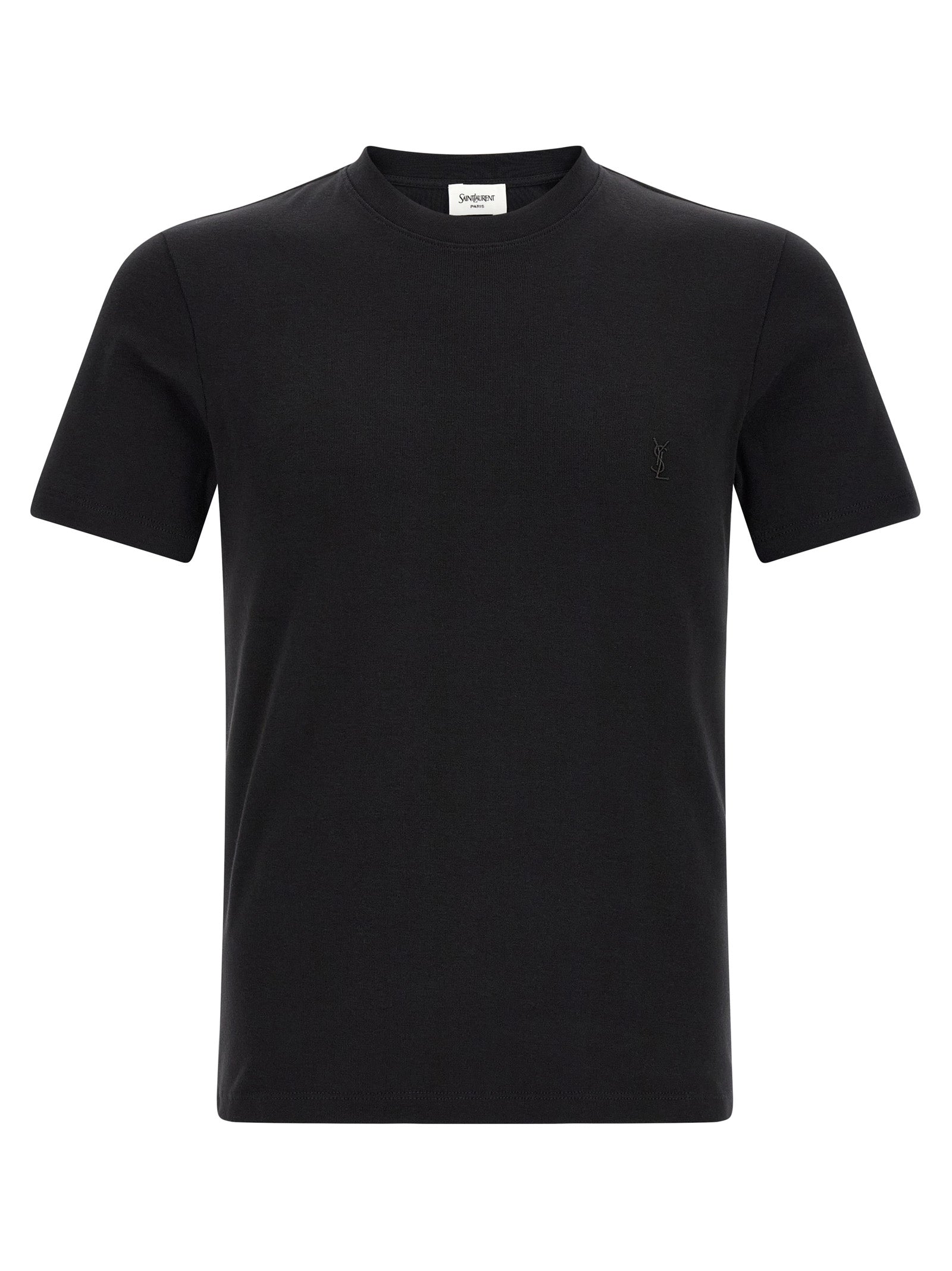 Saint Laurent Black Cotton Cassandre Logo Crew Neck T-Shirt