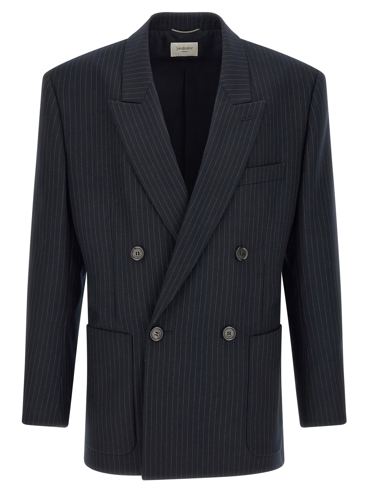 Saint Laurent Blue Wool Pinstripe Blazer