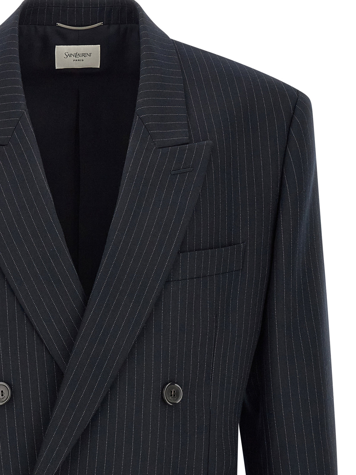 Saint Laurent Blue Wool Pinstripe Blazer
