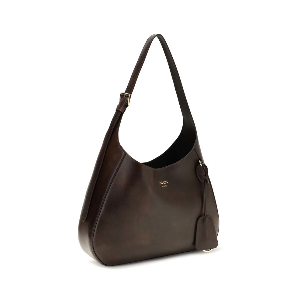 Prada Boogie Medium Calf Leather Shoulder Bag in Brown | AW26