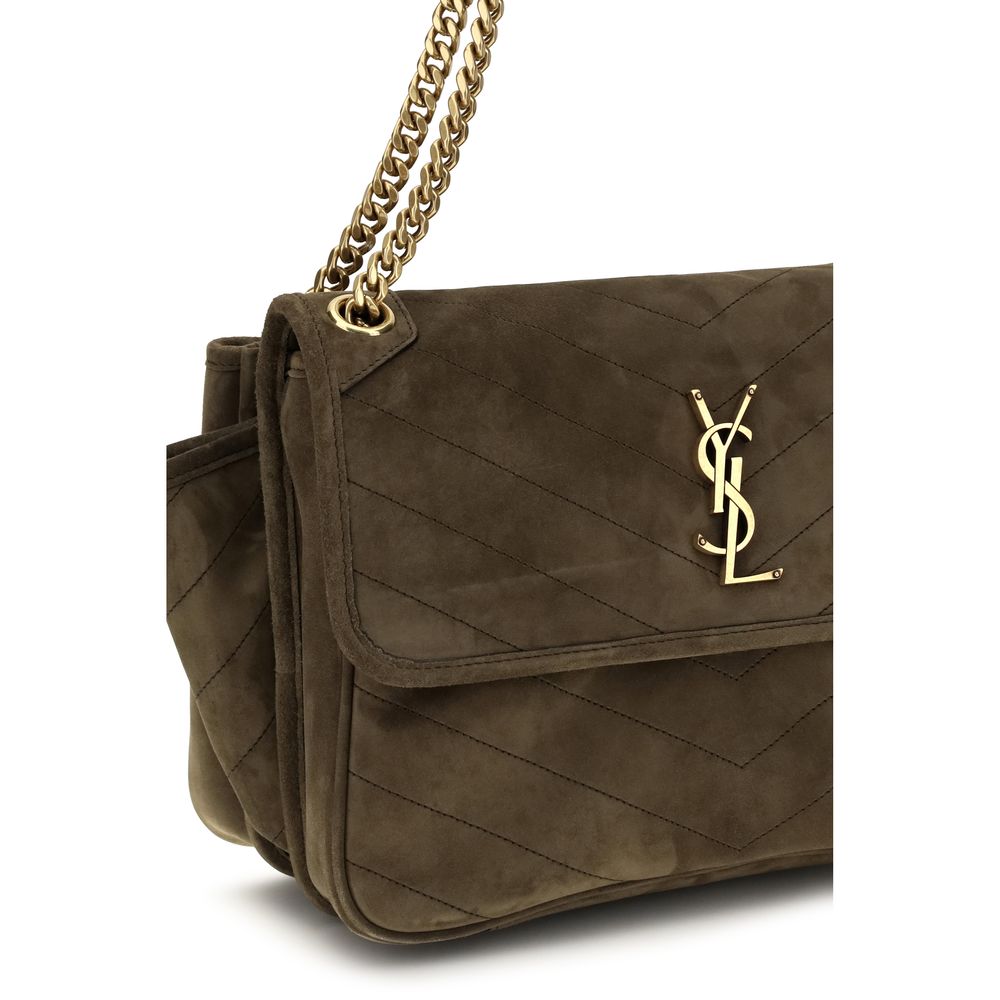 Saint Laurent Bicolor Suede Niki Tripouch Shoulder Bag AW26