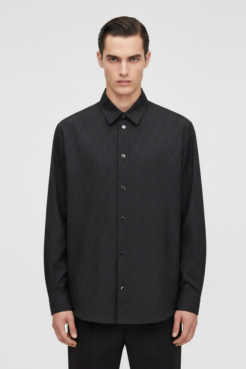 Fendi Black Polyester FF Zucca Jacquard Shirt AW26