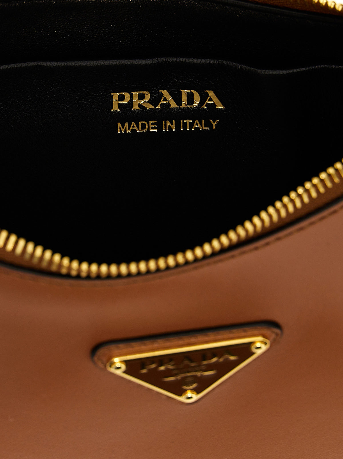 Prada Arquè Calfskin Leather Shoulder Bag in Brown | Made in Italy