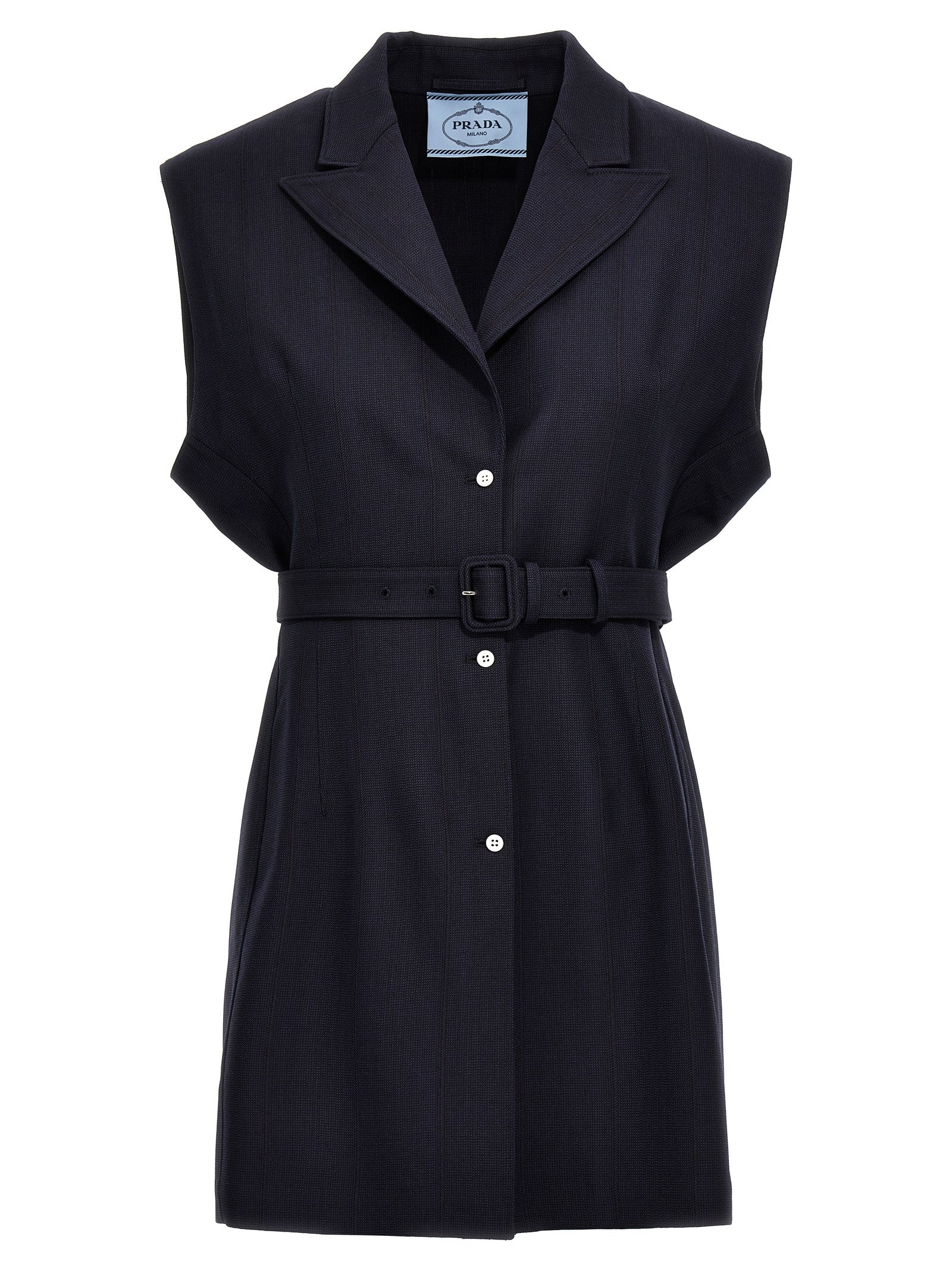 Prada Virgin Wool Sleeveless Vest Jacket in Blue | Made in Italy