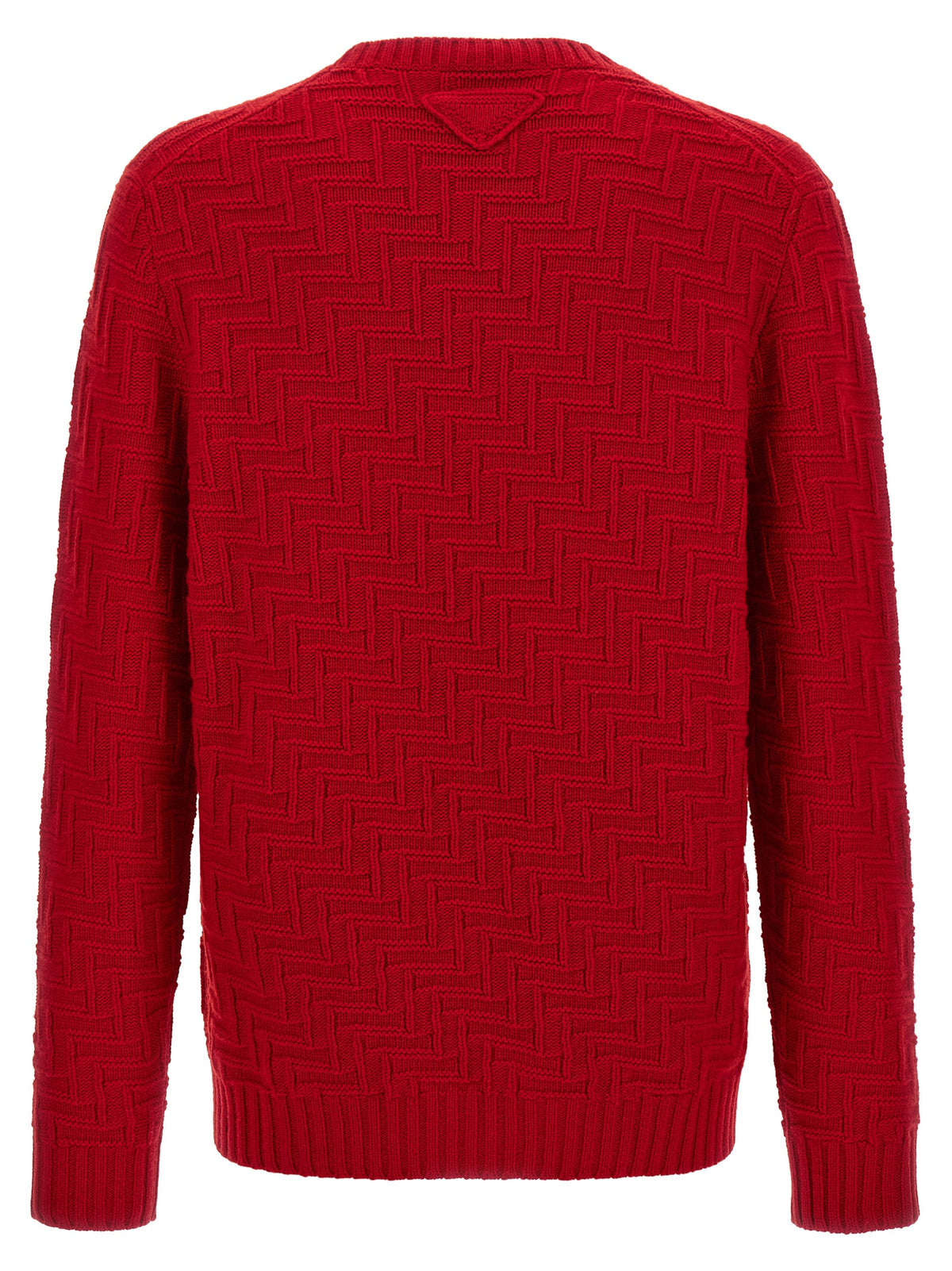 Prada Virgin Wool & Cashmere Crew Neck Sweater in Red | Made in Italy