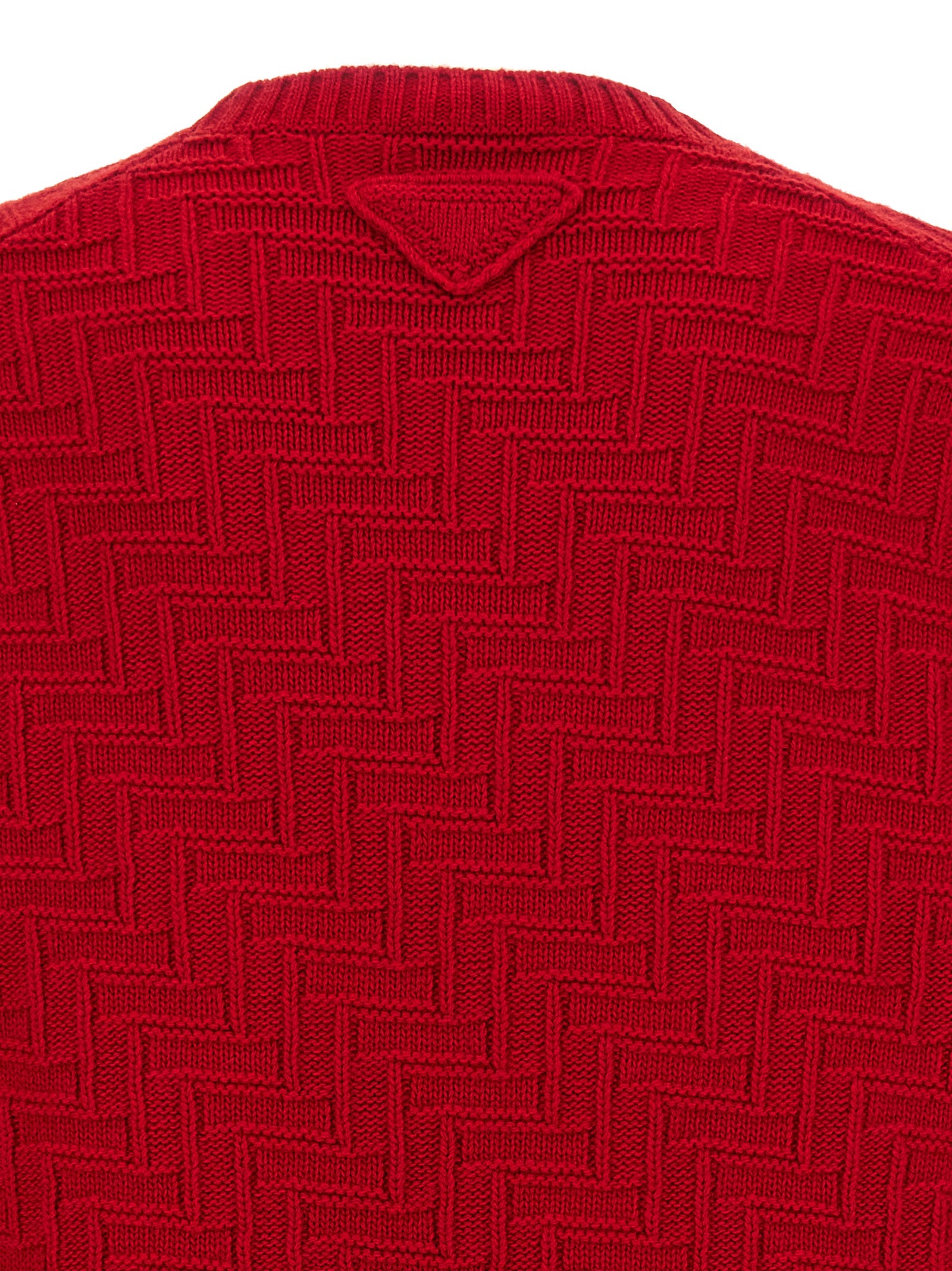 Prada Virgin Wool & Cashmere Crew Neck Sweater in Red | Made in Italy
