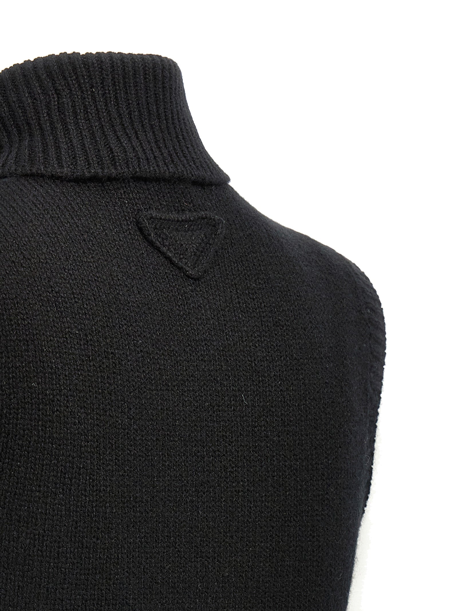 Prada Cashmere Sleeveless Vest Jacket in Black | Made in Italy