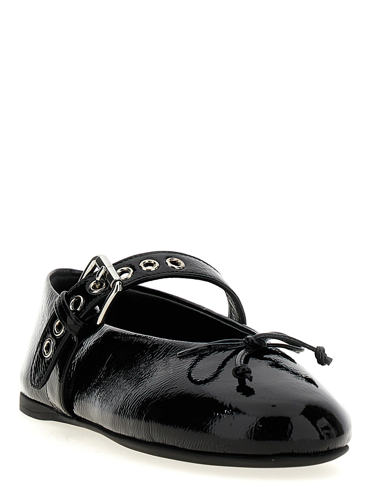 Miu Miu Patent Calfskin Bow Ballet Flats in Black | Made in Italy