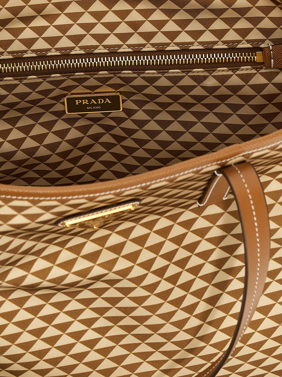 Prada Symbole Tria Fabric & Saffiano Leather Tote Bag in Multicolor | Made in Italy