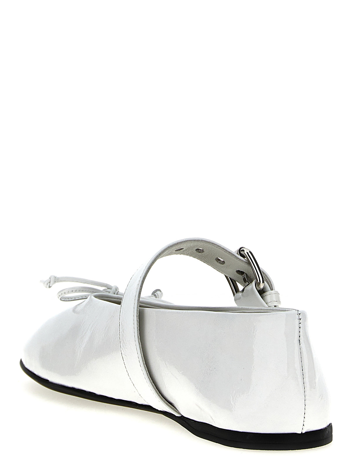 Miu Miu Patent Calfskin Bow Ballet Flats in White | Made in Italy