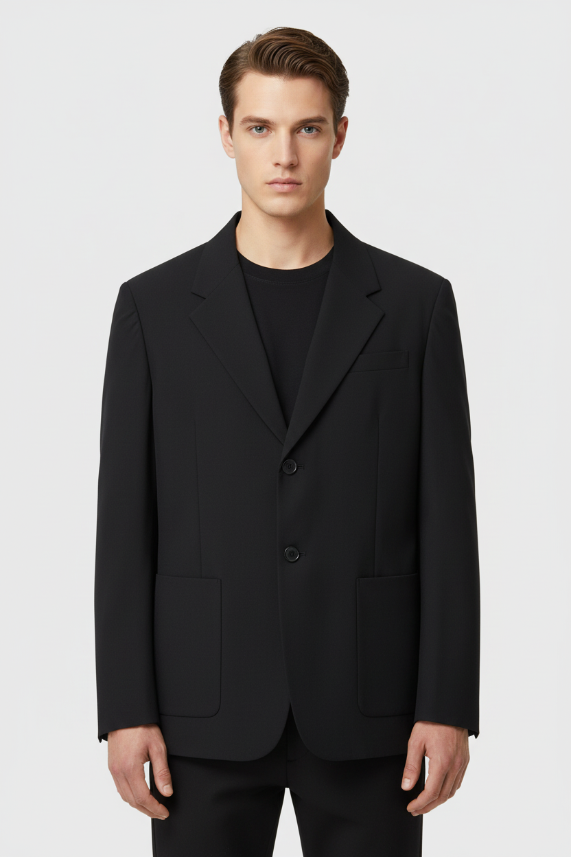 Prada Single-Breasted Virgin Wool & Polyamide Blazer in Black | Made in Italy