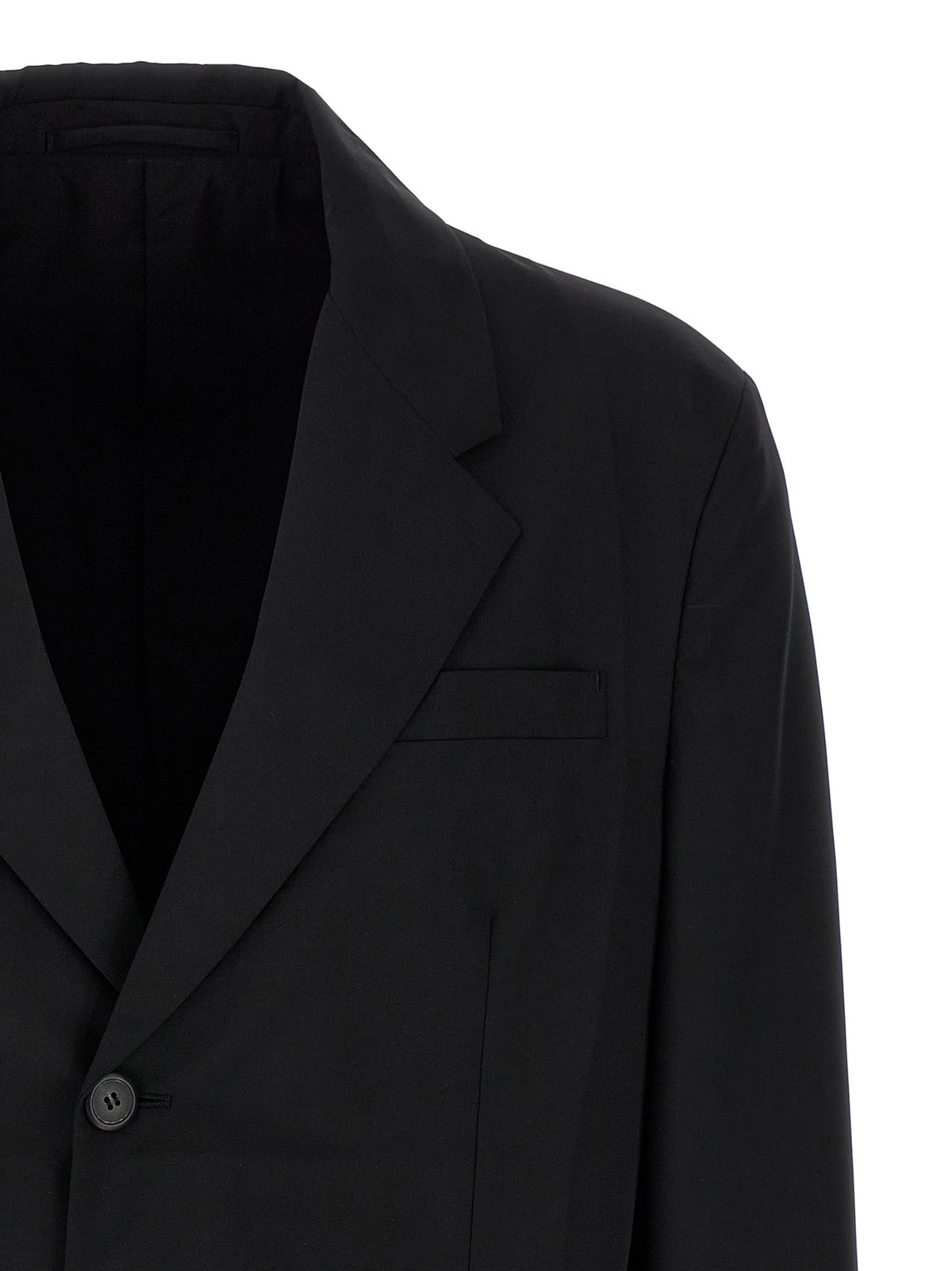 Prada Single-Breasted Virgin Wool & Polyamide Blazer in Black | Made in Italy