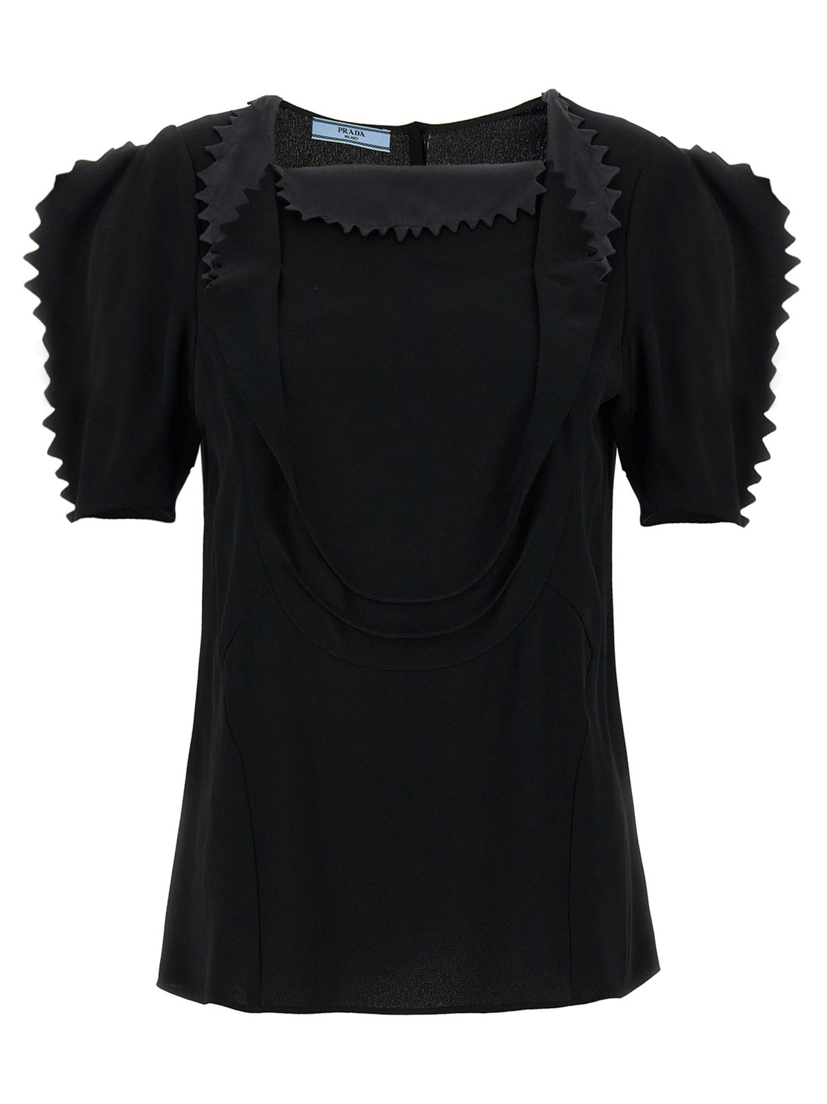 Prada Crêpe Cady Draped Top in Black | Made in Italy