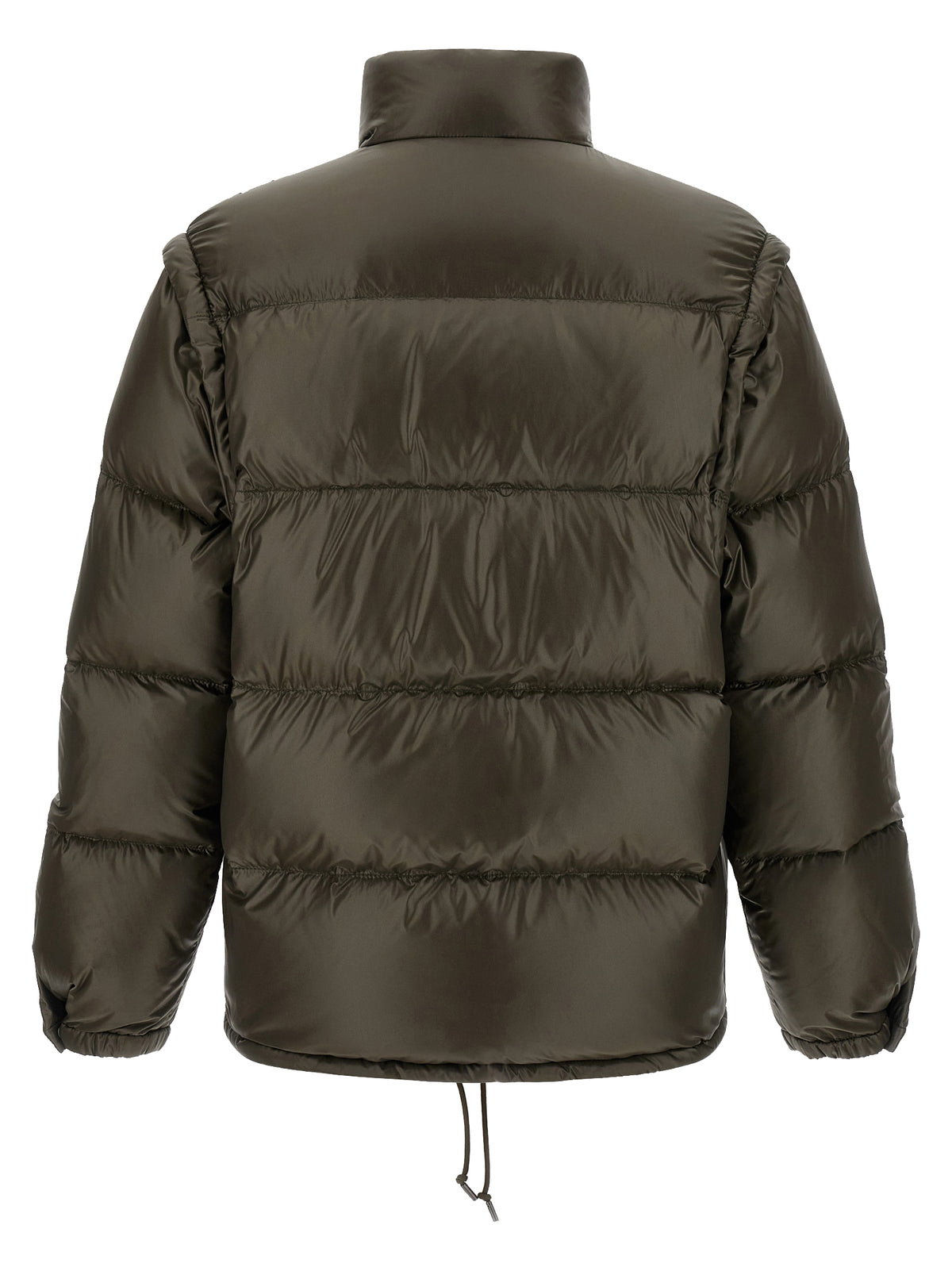 Prada Re-Nylon Quilted Goose Down Full-Length Jacket with Triangle Logo in Gray | Made in Italy