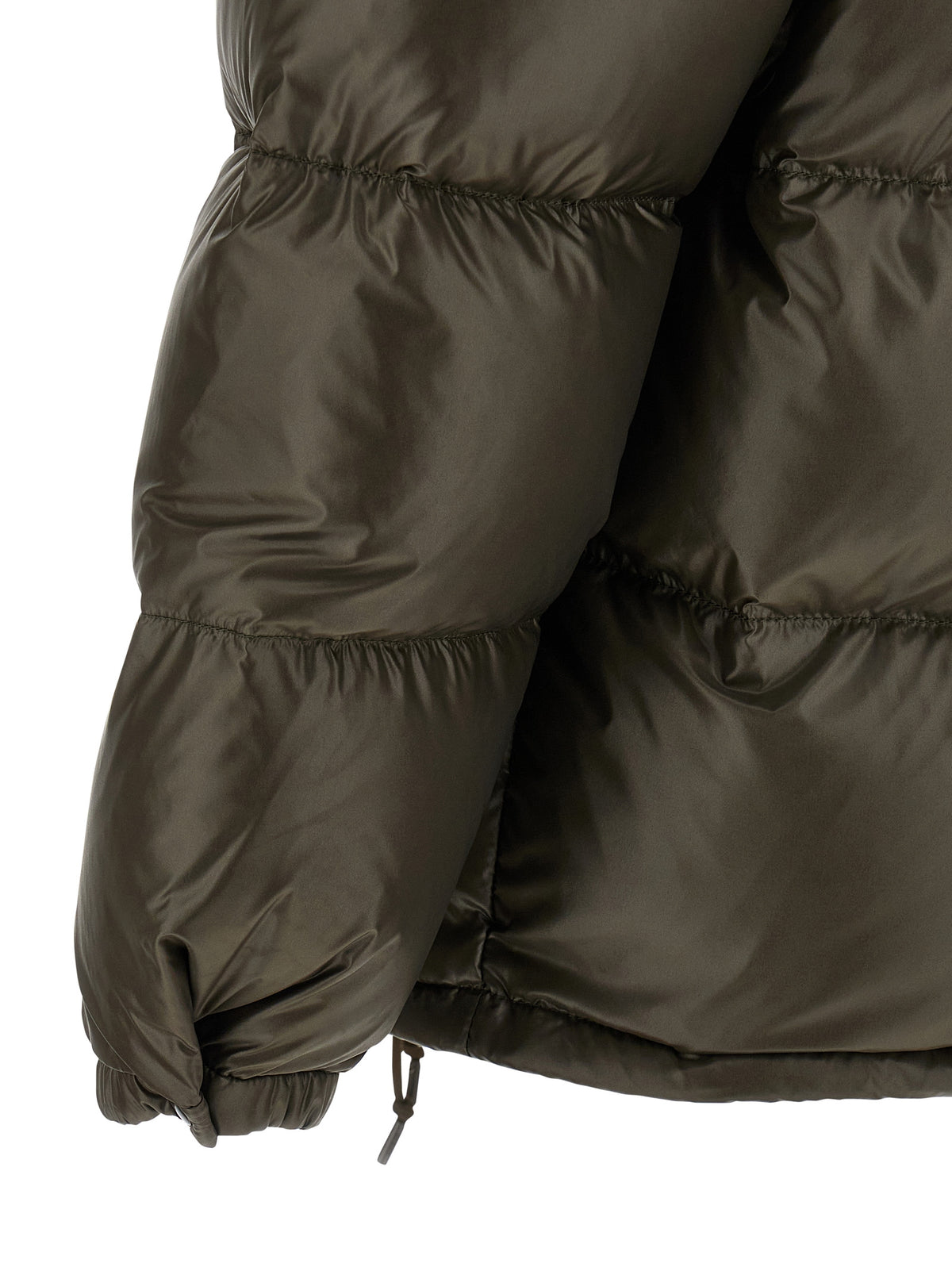 Prada Re-Nylon Quilted Goose Down Full-Length Jacket with Triangle Logo in Gray | Made in Italy