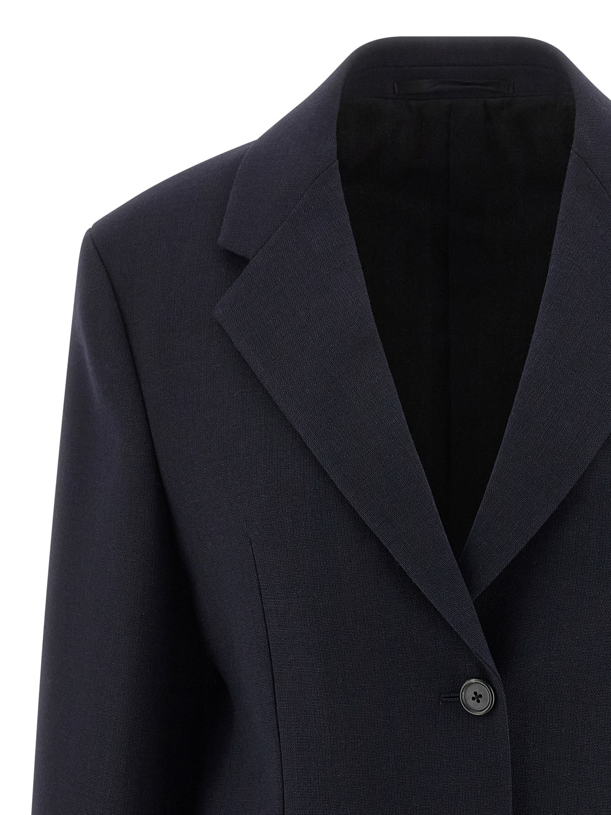 Prada Virgin Wool Peak Lapel Two-Button Blazer in Blue | Made in Italy