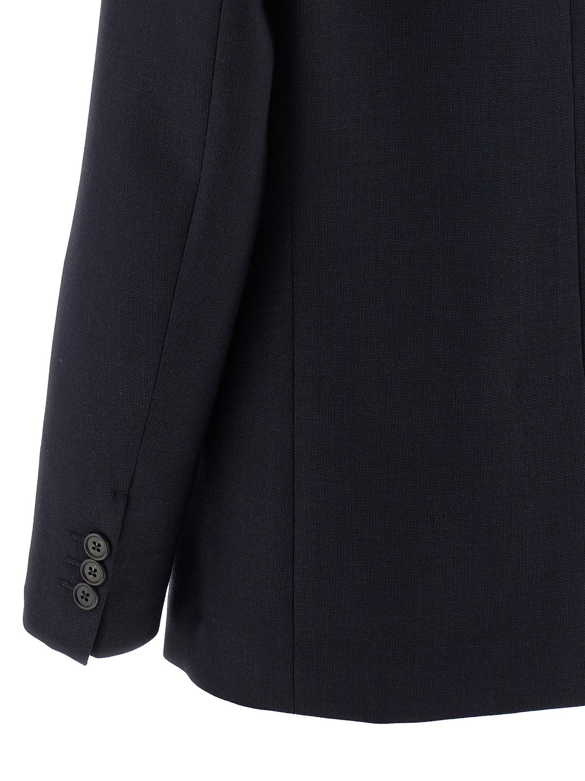 Prada Virgin Wool Peak Lapel Two-Button Blazer in Blue | Made in Italy