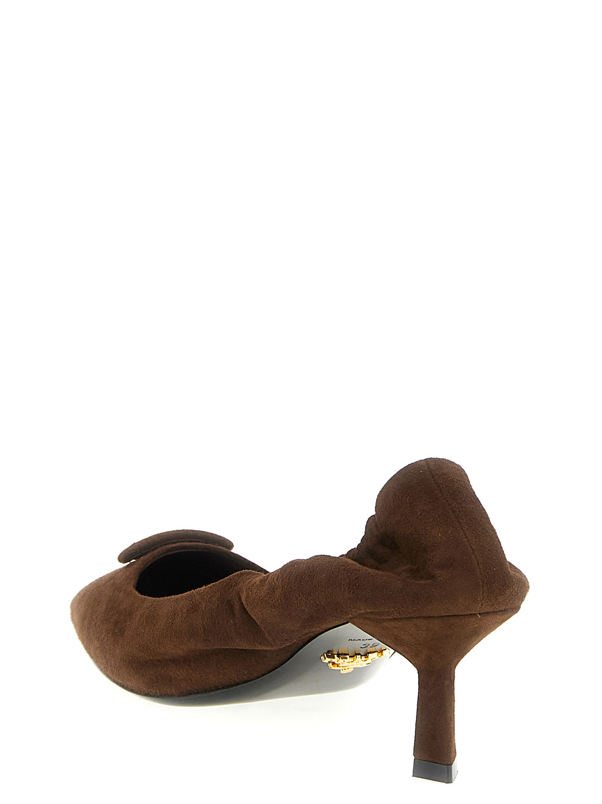 Prada Suede Lamb Leather Pointed Pumps with Triangle Architectural Heel in Brown | Made in Italy
