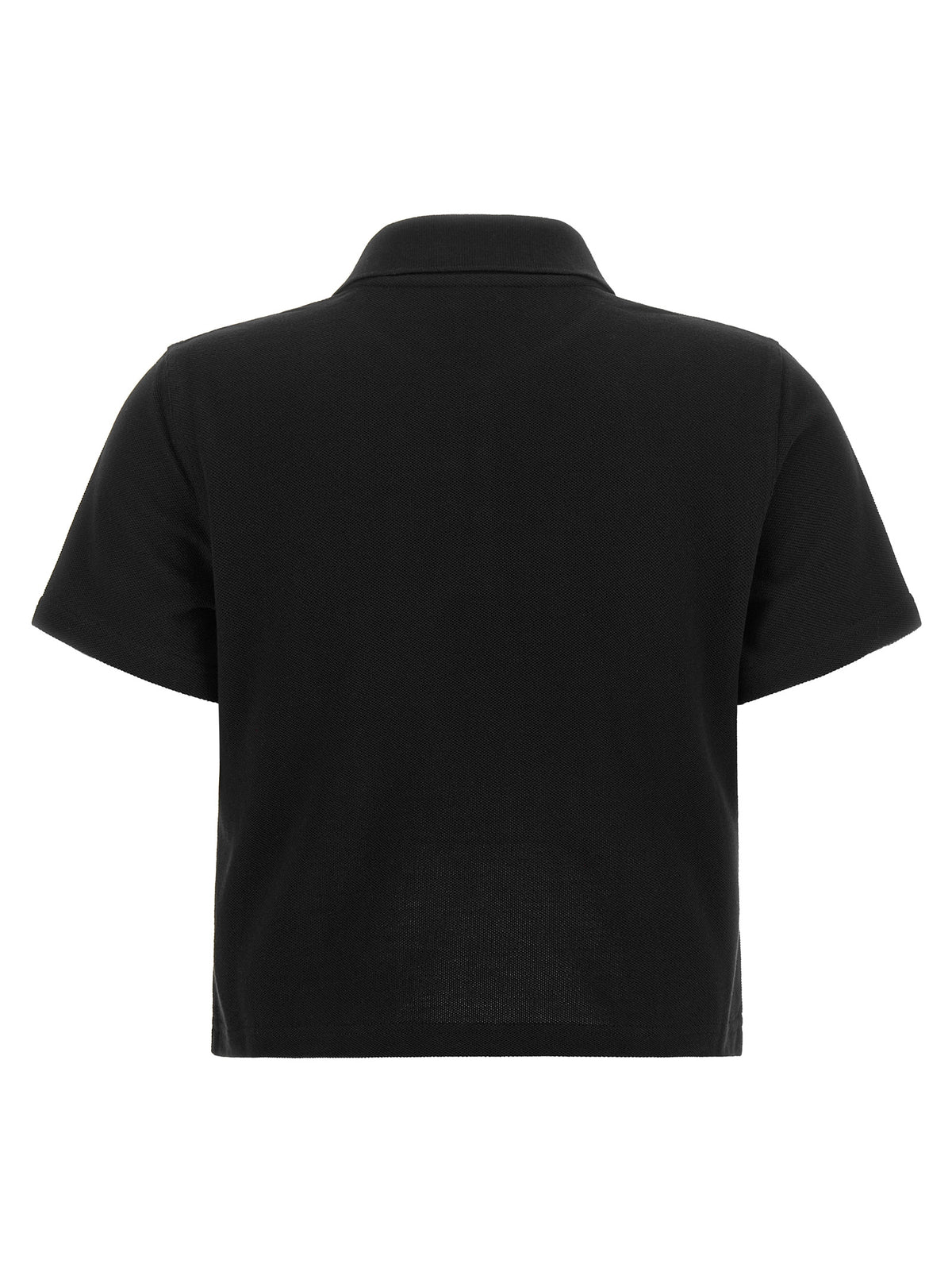 Saint Laurent Cotton Piqué Cropped Polo with Cassandre Logo in Black | Made in France