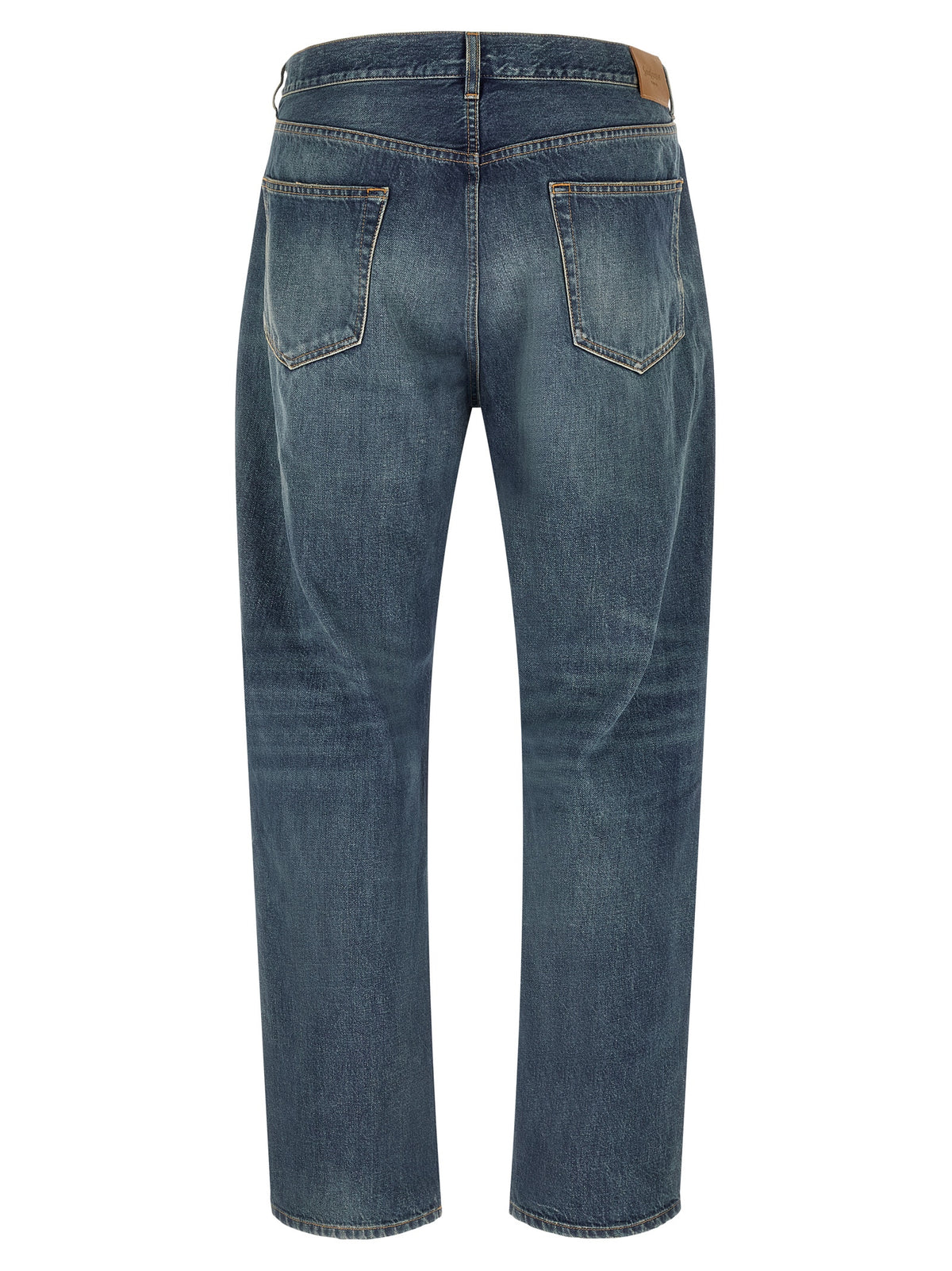 Saint Laurent Vintage Wash Cotton Wide Straight-Leg Jeans in Blue | Made in Italy
