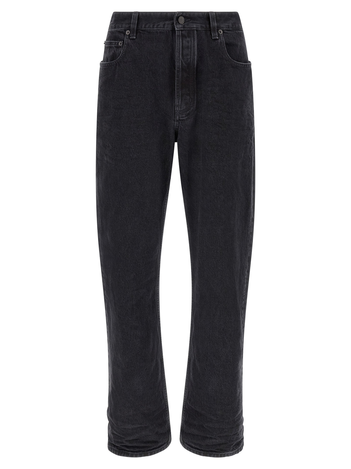Saint Laurent Relax Tapered Washed Cotton Jeans in Black | Made in Italy