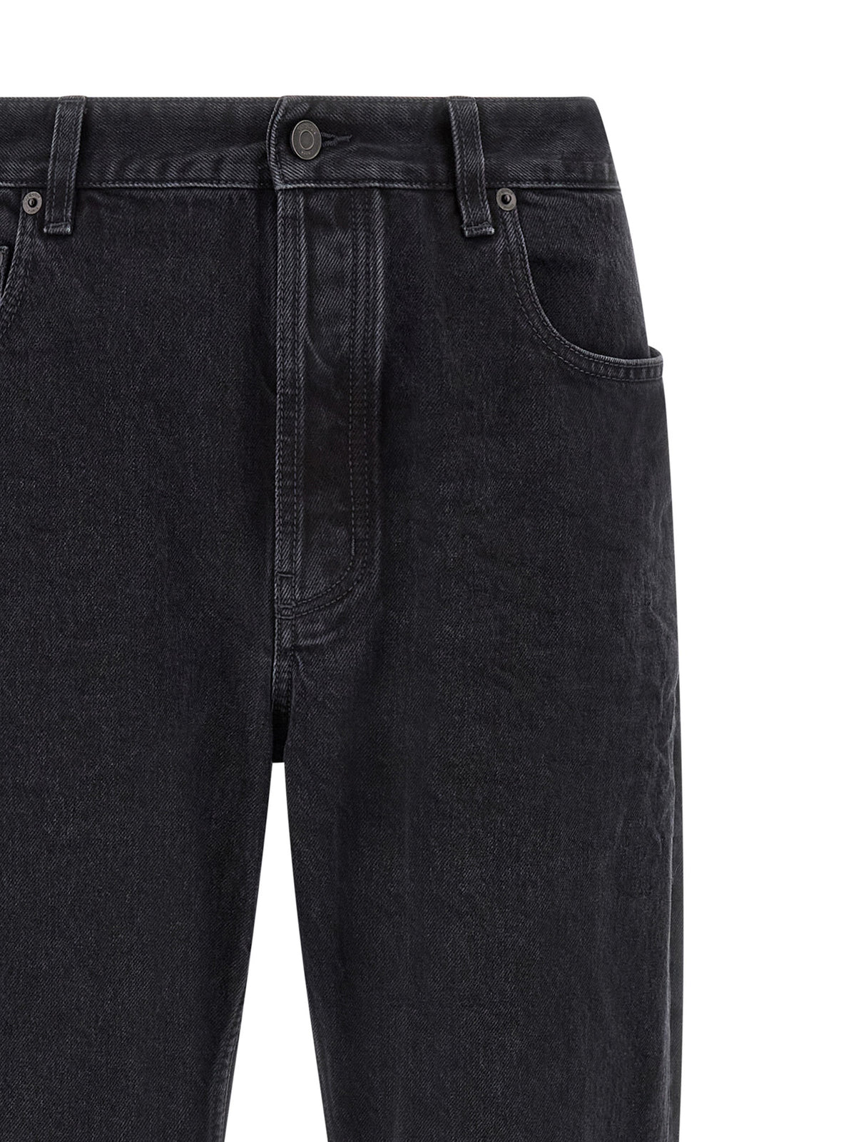 Saint Laurent Relax Tapered Washed Cotton Jeans in Black | Made in Italy