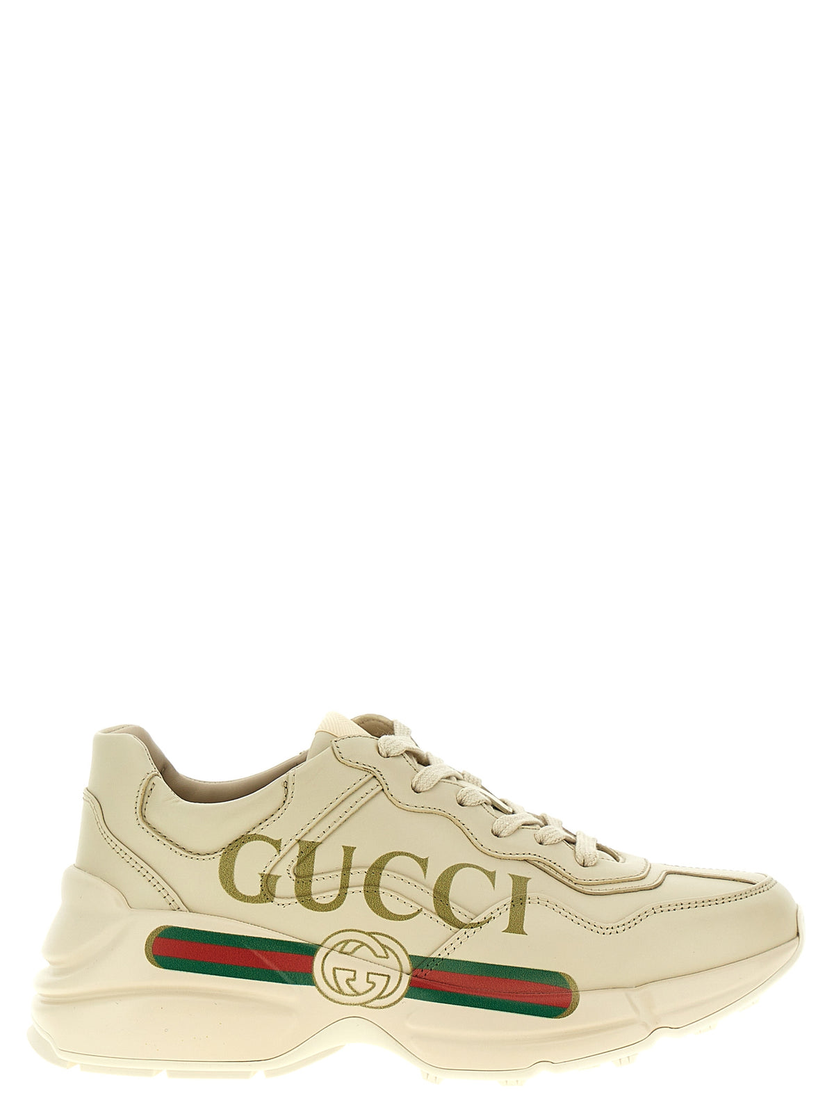 Gucci Rhyton Vintage Logo Calf Leather Sneakers in White | Made in Italy