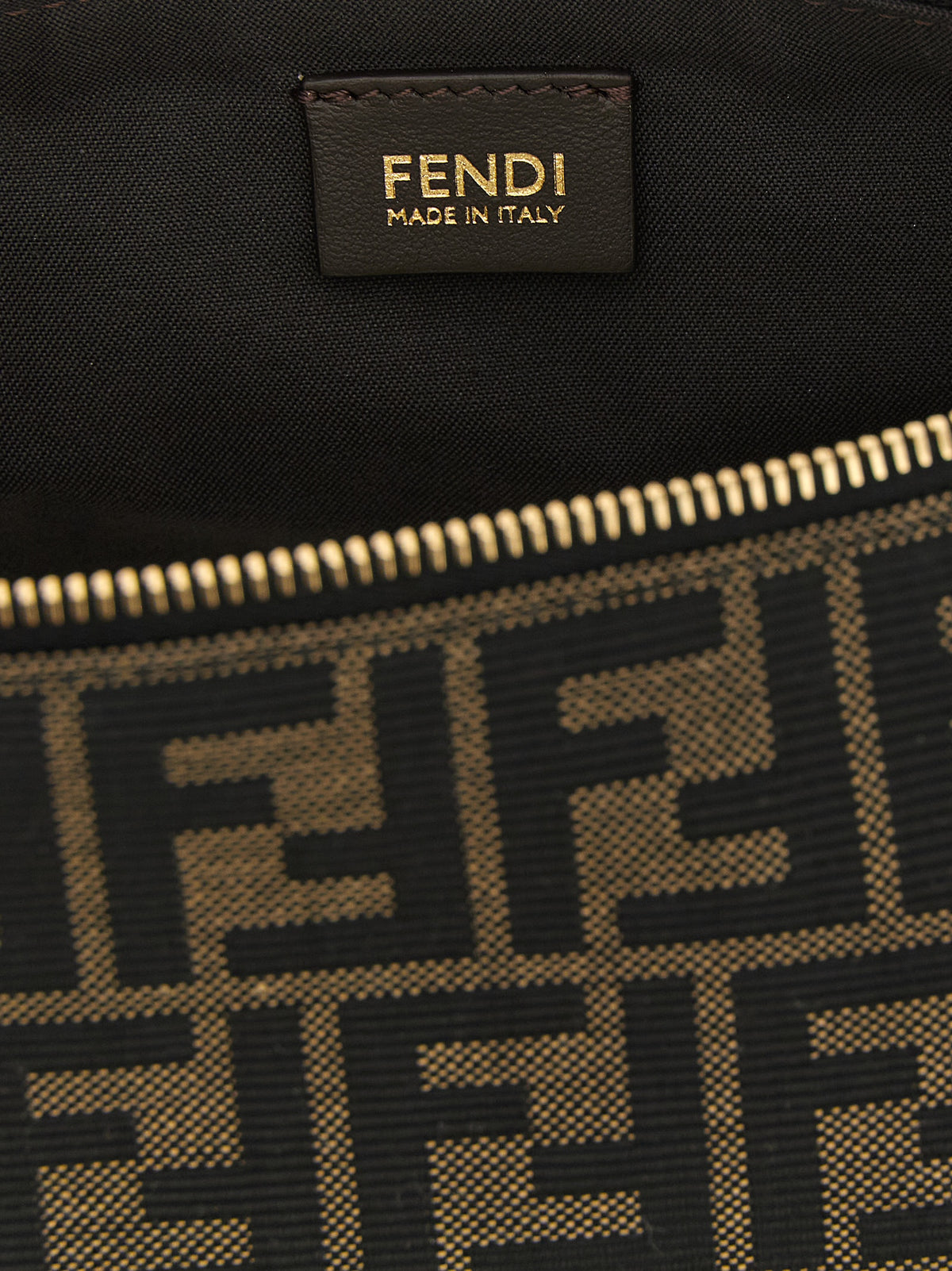 Fendi Vanity FF Zucca Jacquard Pouch in Brown | Made in Italy