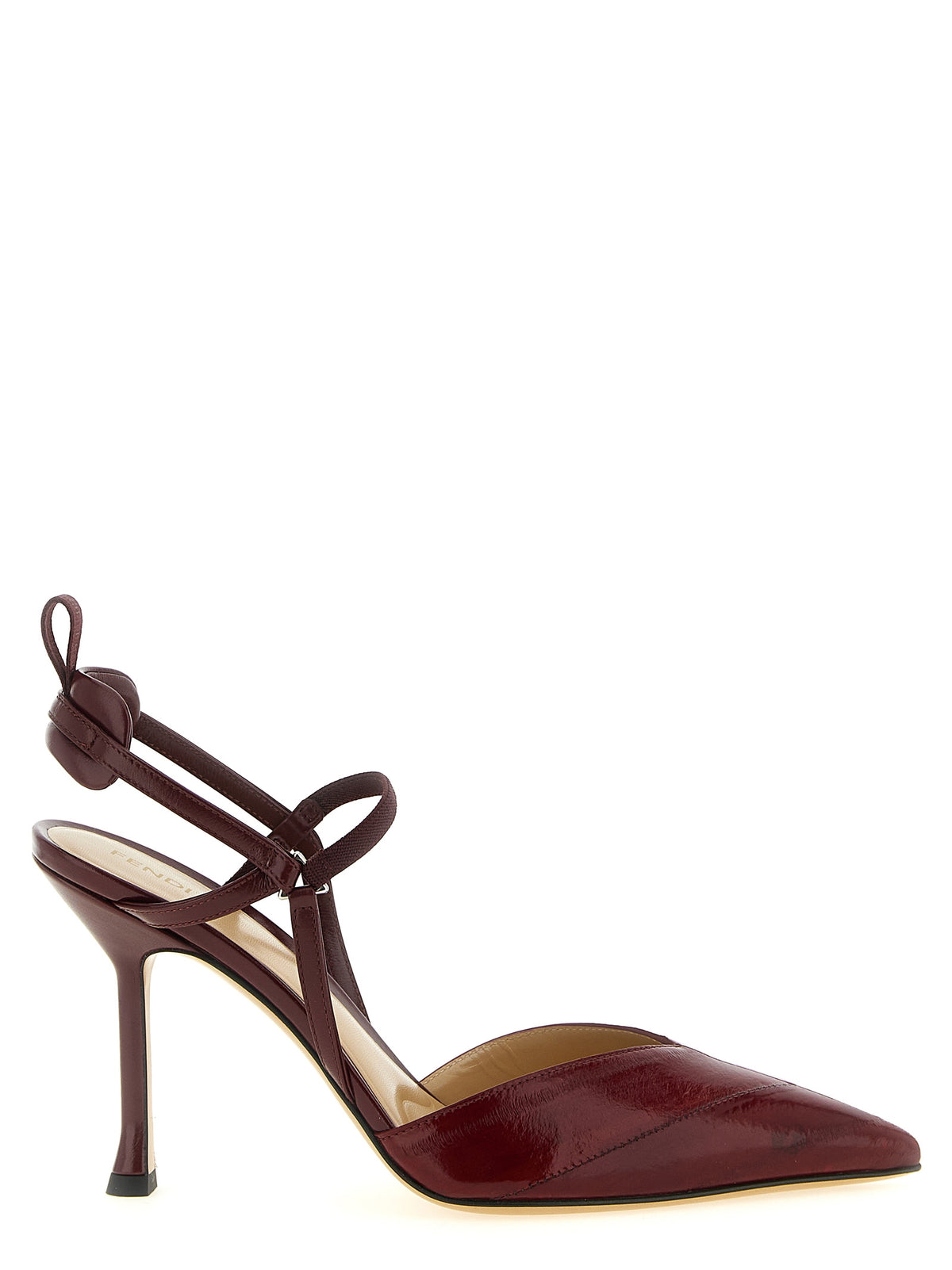 Fendi Very Colibrì Lamb Leather Chevron Slingback Stiletto Pumps in Bordeaux | Made in Italy