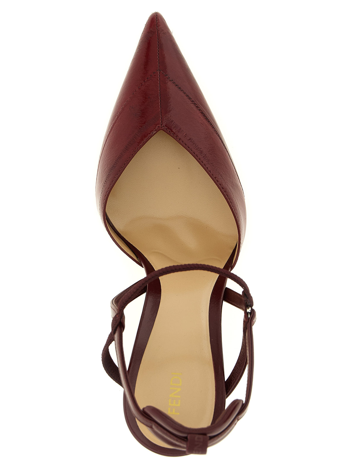 Fendi Very Colibrì Lamb Leather Chevron Slingback Stiletto Pumps in Bordeaux | Made in Italy
