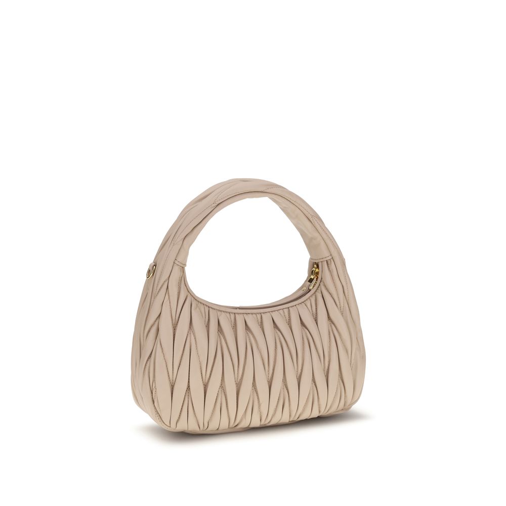 Miu Miu Matelassé Quilted Calf Leather Hobo Bag in Beige | AW26