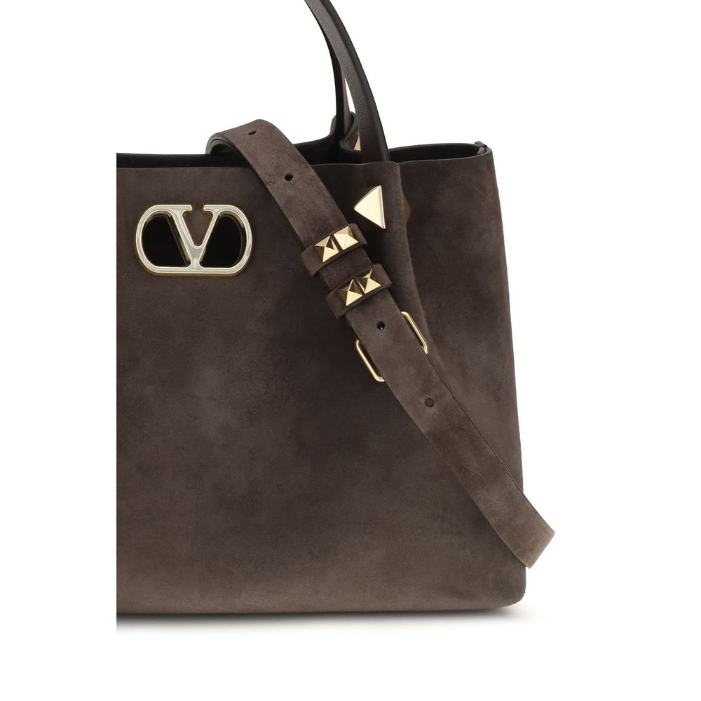 Valentino Garavani Small Suede Handbag with Maxi Studs in Brown | AW26