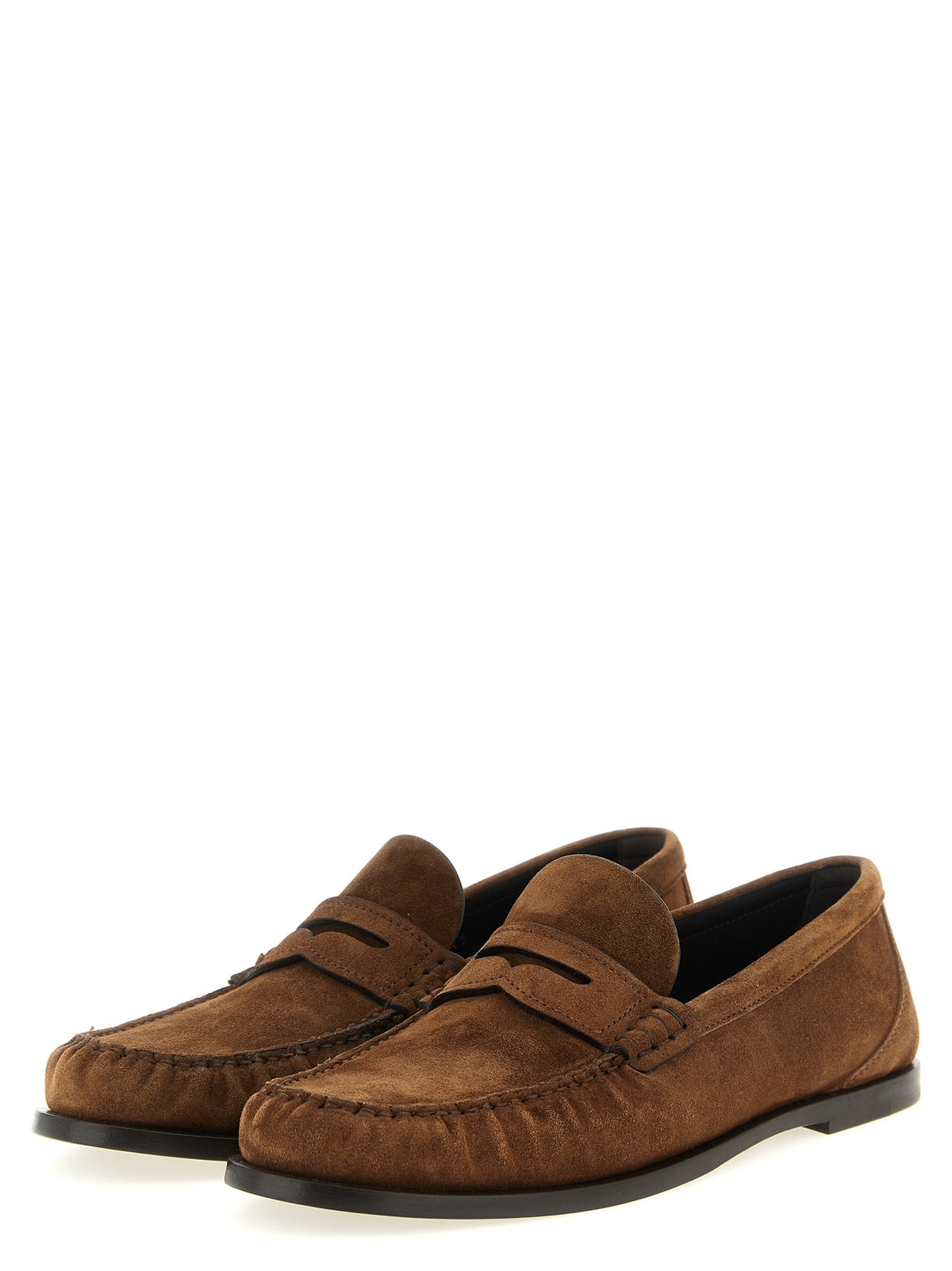 Saint Laurent Suede Calfskin Loafers in Brown | Made in Italy
