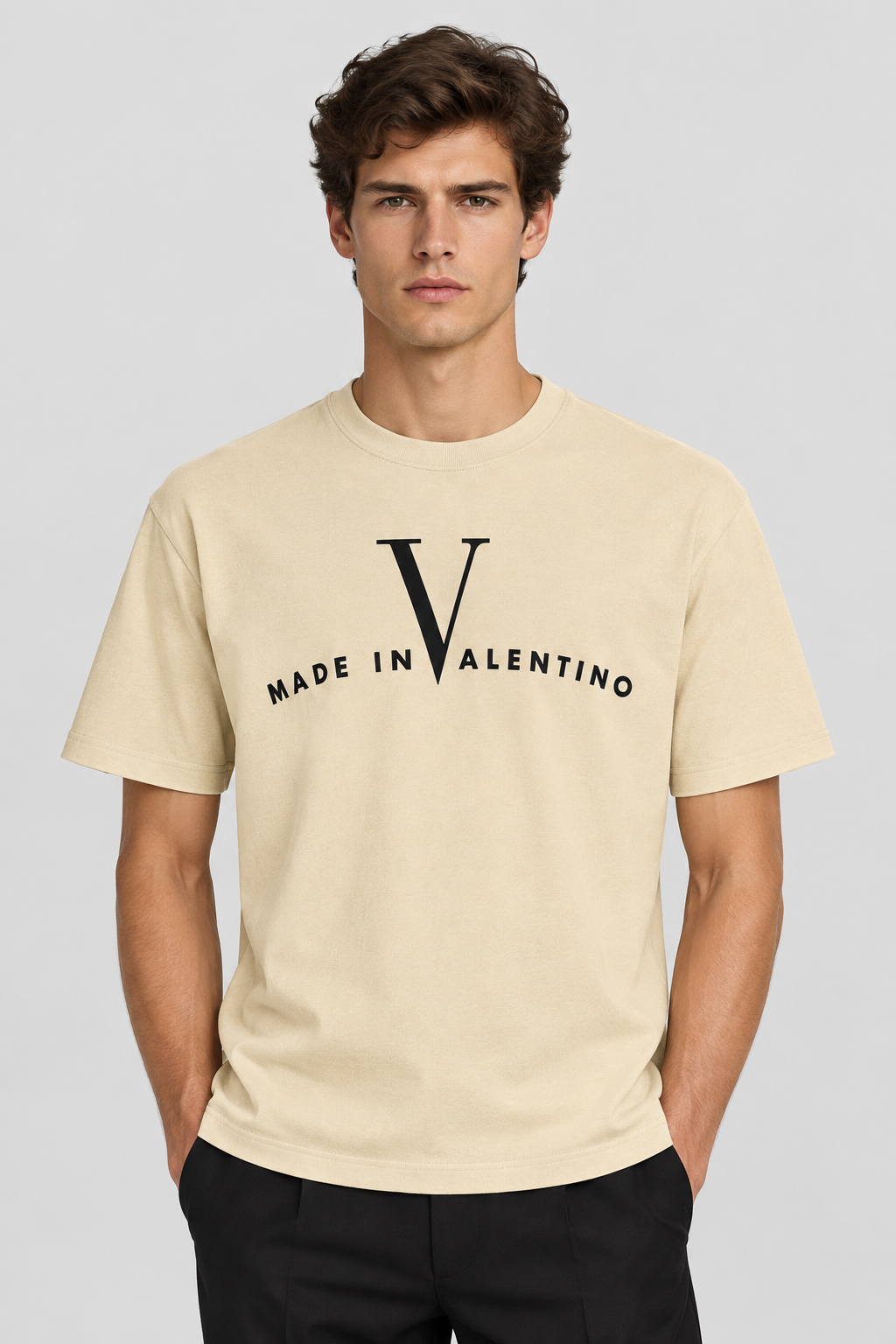 Valentino Garavani Made In Valentino Cotton T-Shirt in Beige | Made in Italy