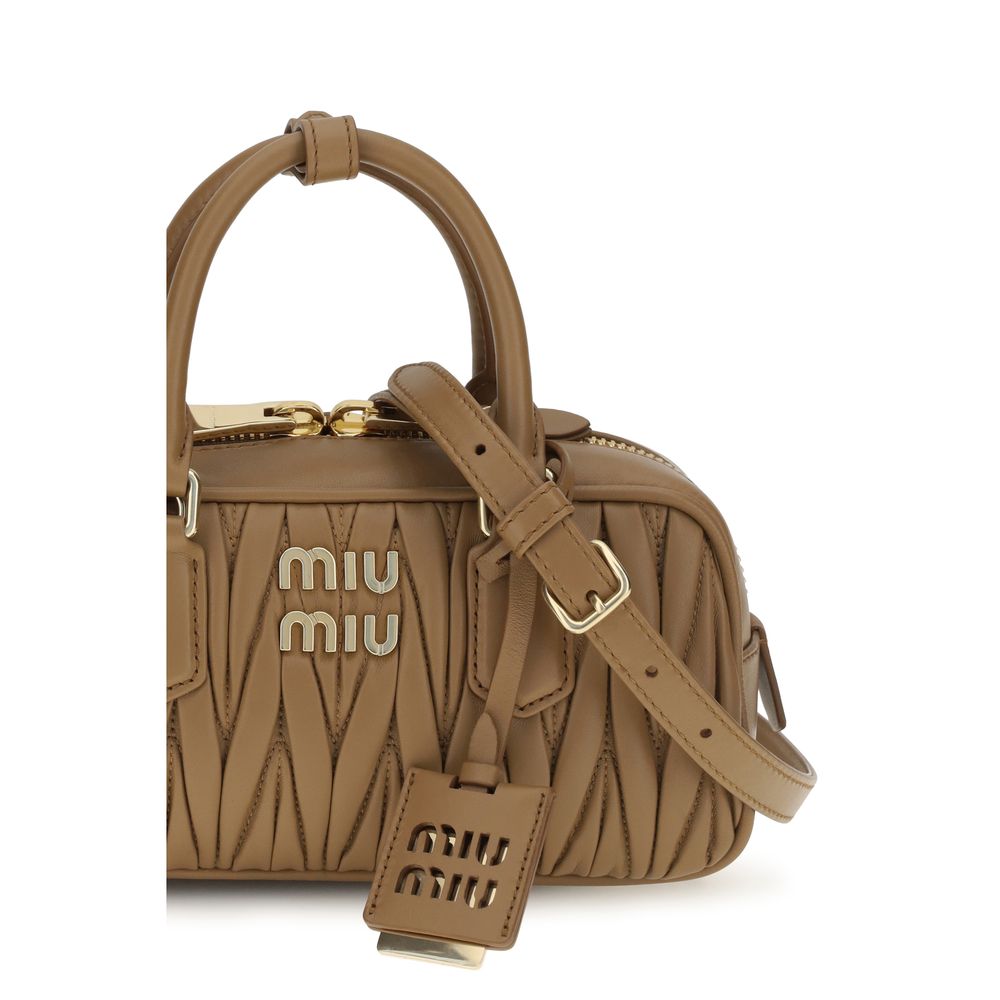 Miu Miu Arcadie Matelassé Calf Leather Handbag in Beige | AW26